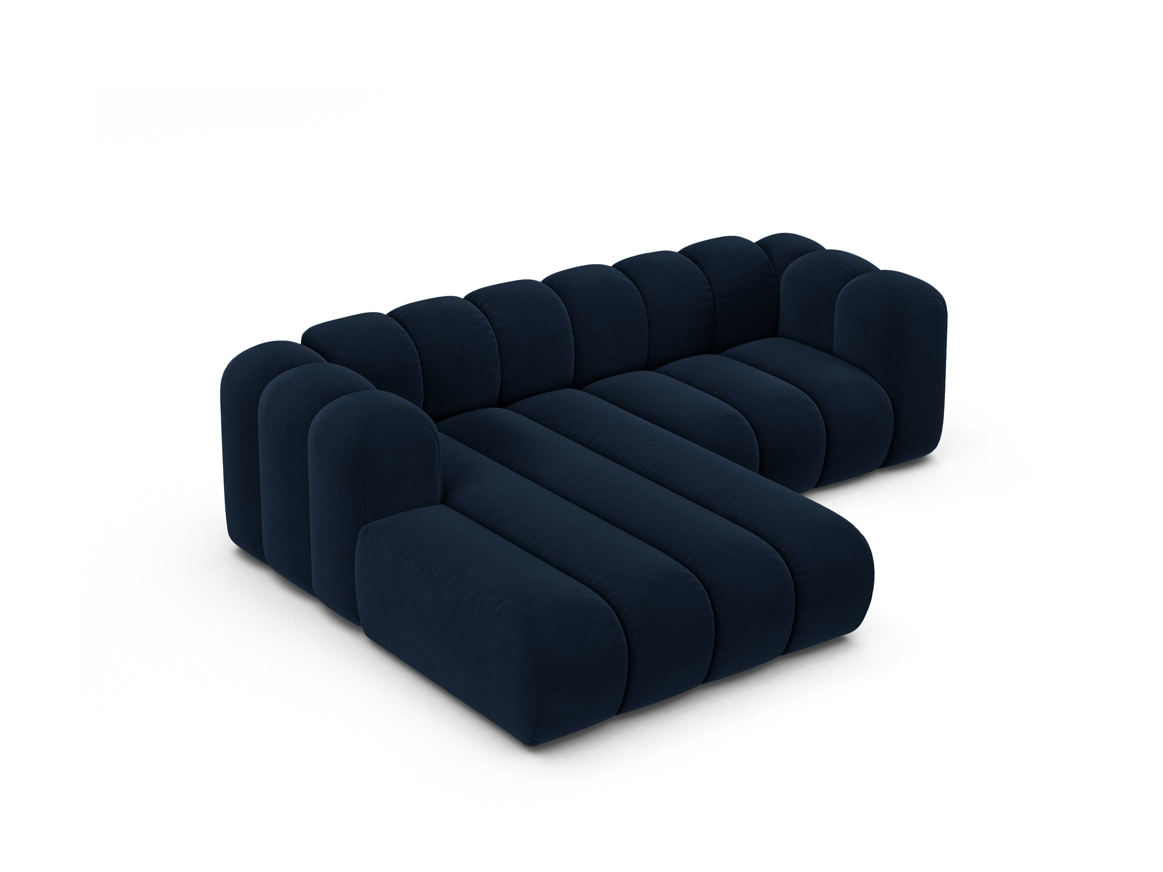Samt-Ecksofa 3-sitzig links LUPINE marineblau