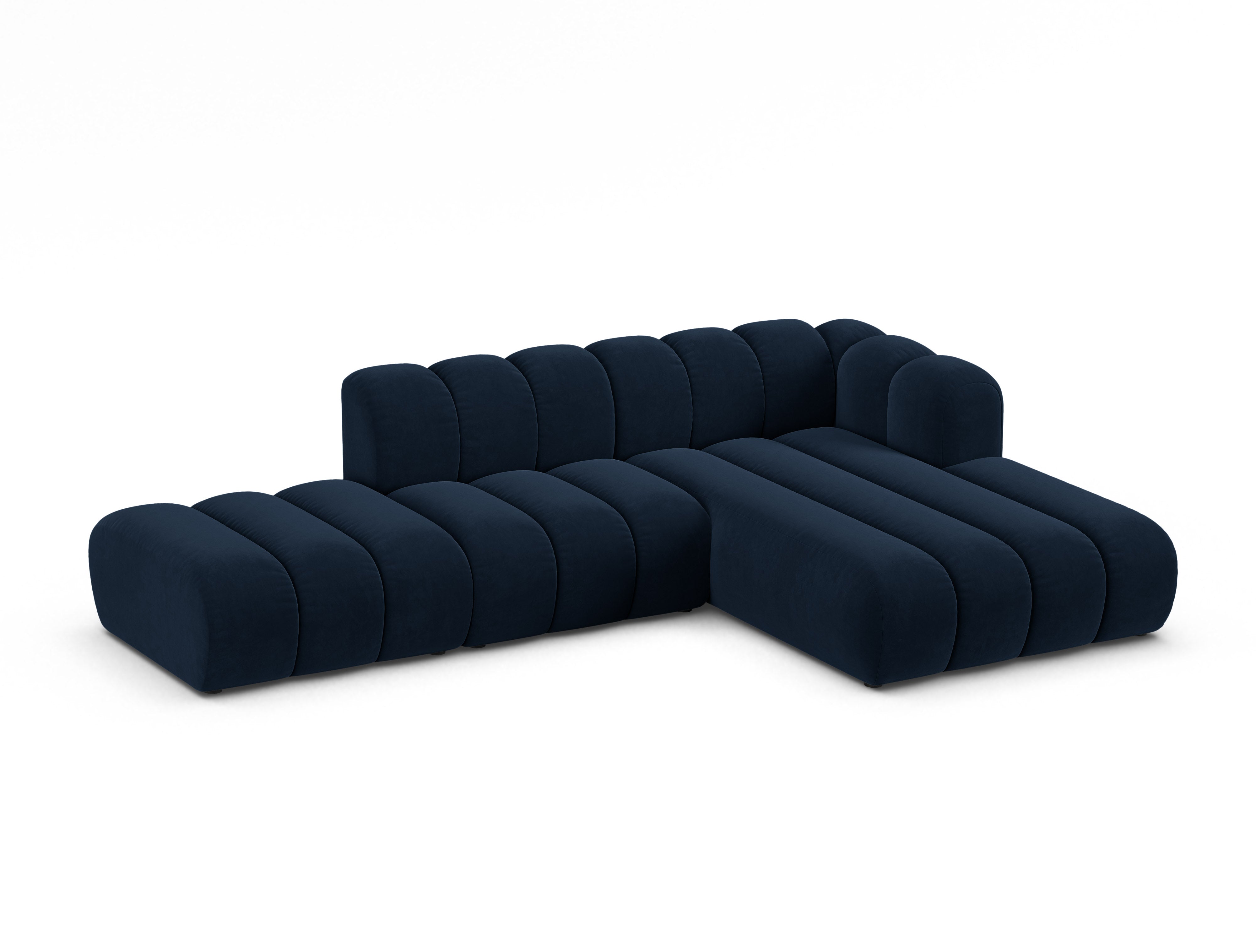 Samt-Ecksofa für 5 Personen rechts LUPINE in Marineblau