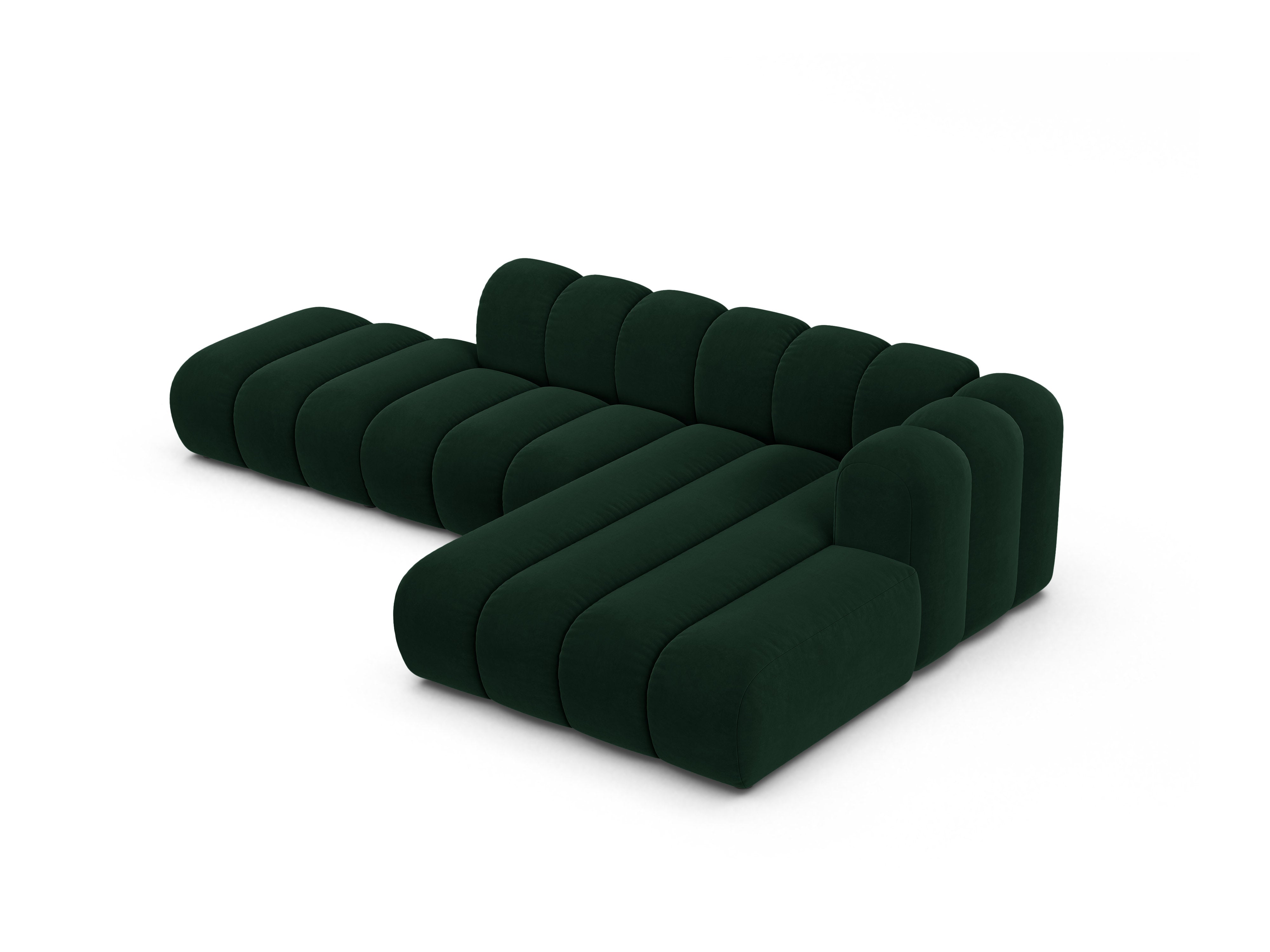 Samt-Ecksofa für 5 Personen rechts LUPINE flaschengrün