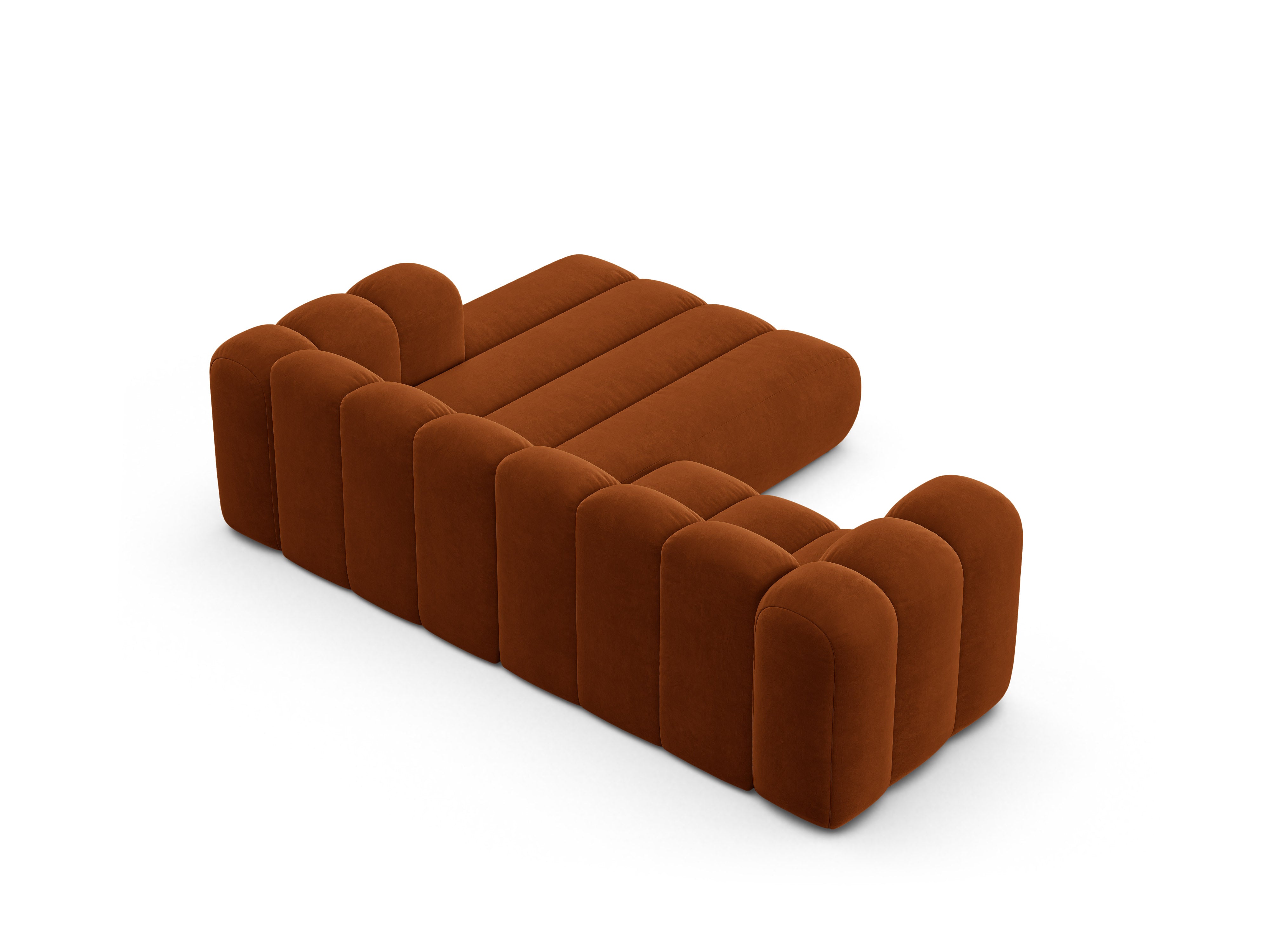 Samt-Ecksofa 3-sitzig rechts LUPINE ziegelrot