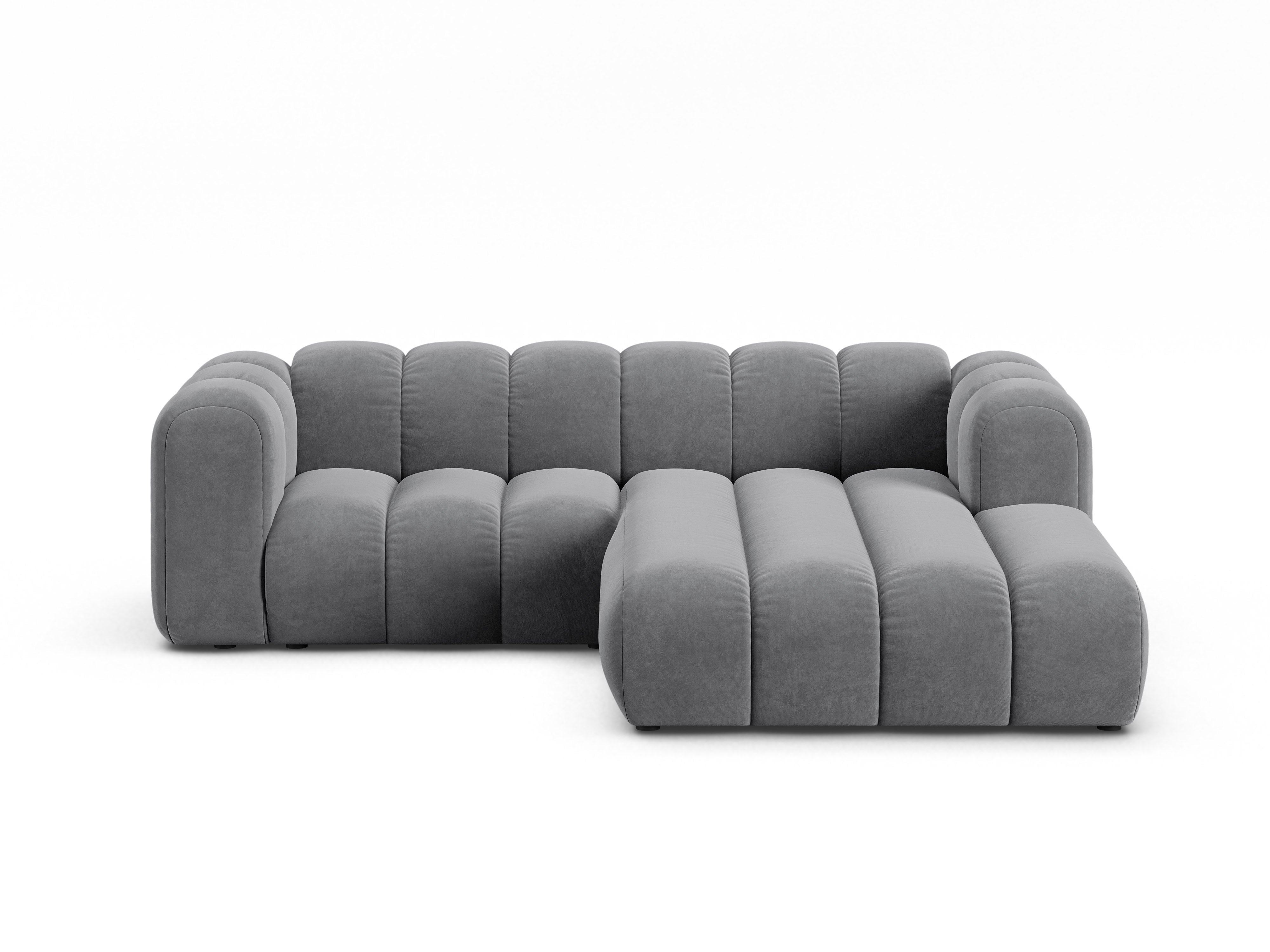 Samt-Ecksofa 3-sitzig rechts LUPINE grau