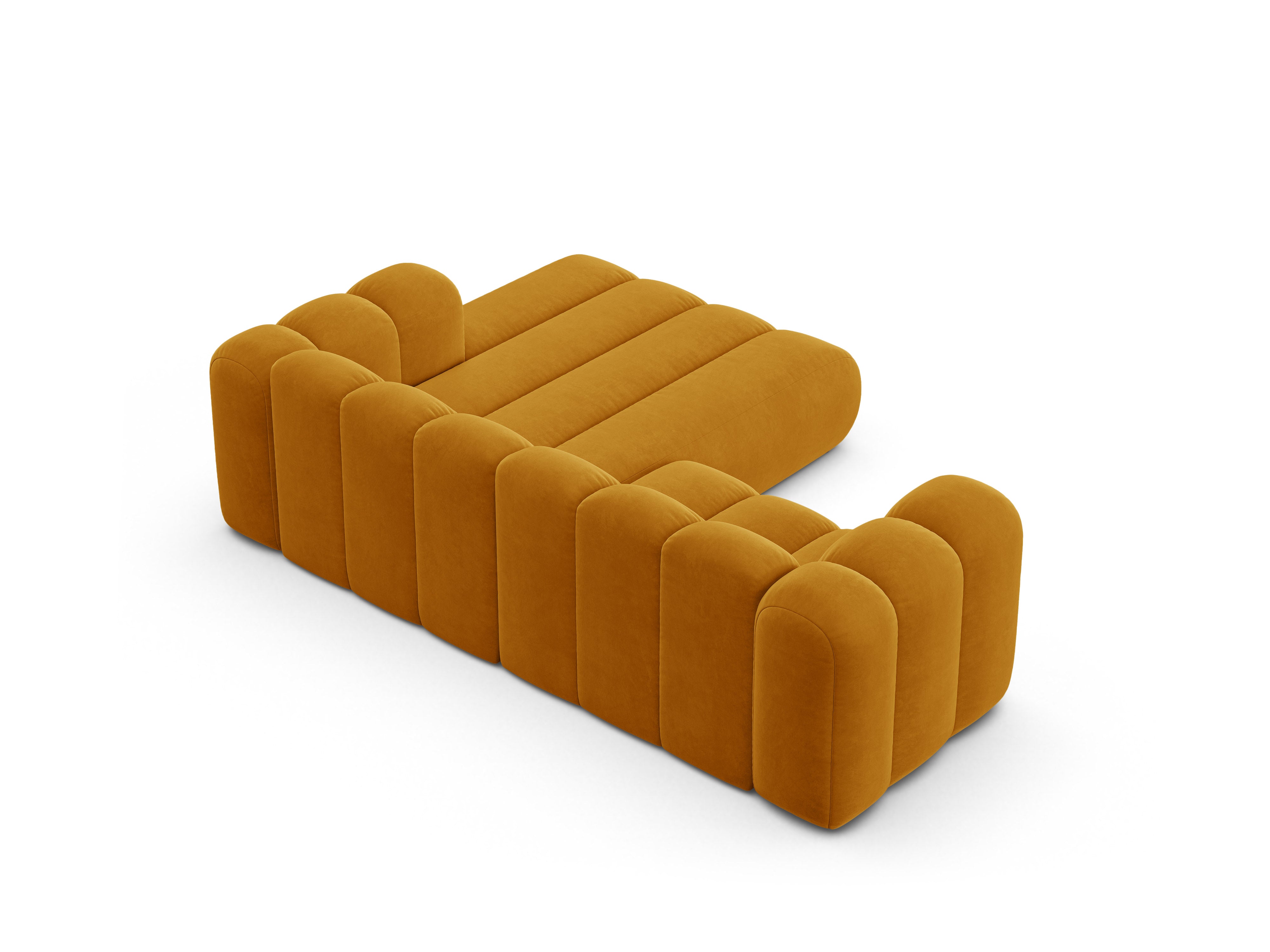 Samt-Ecksofa 3-sitzig rechts LUPINE senfgelb
