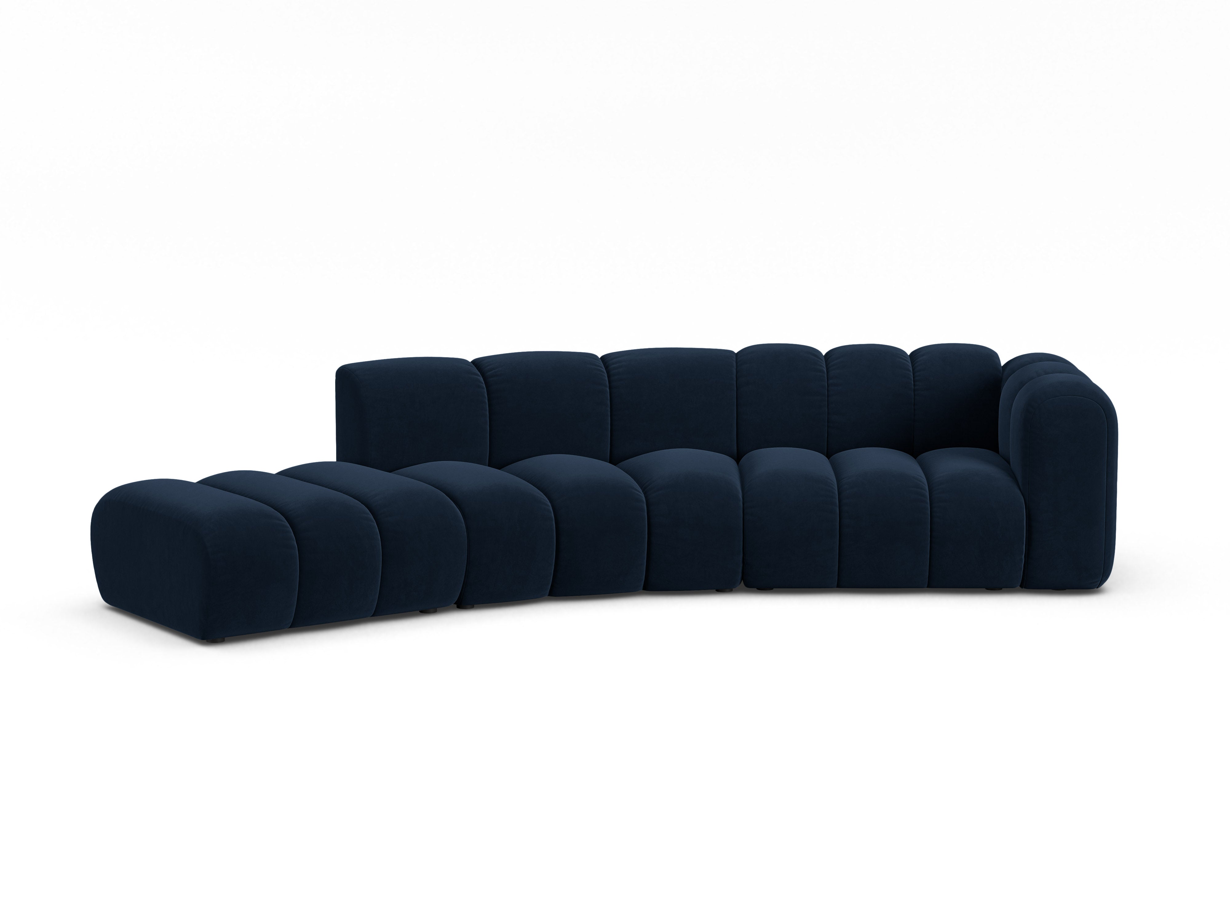 Sofa aus Samt für 5 Personen, linksseitig, LUPINE, marineblau