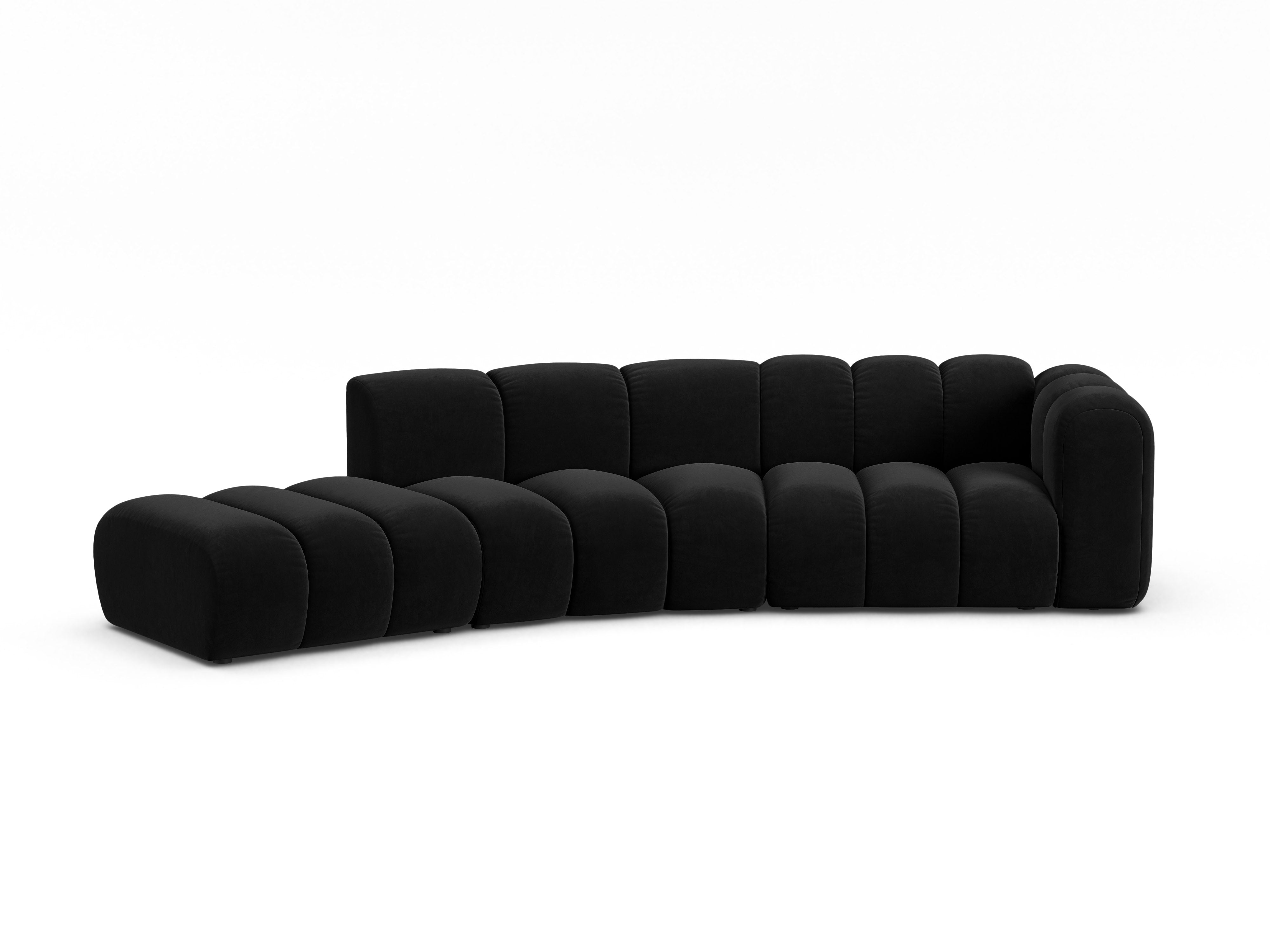 Sofa aksamitna 5-osobowa lewostronna LUPINE czarny – Micadoni