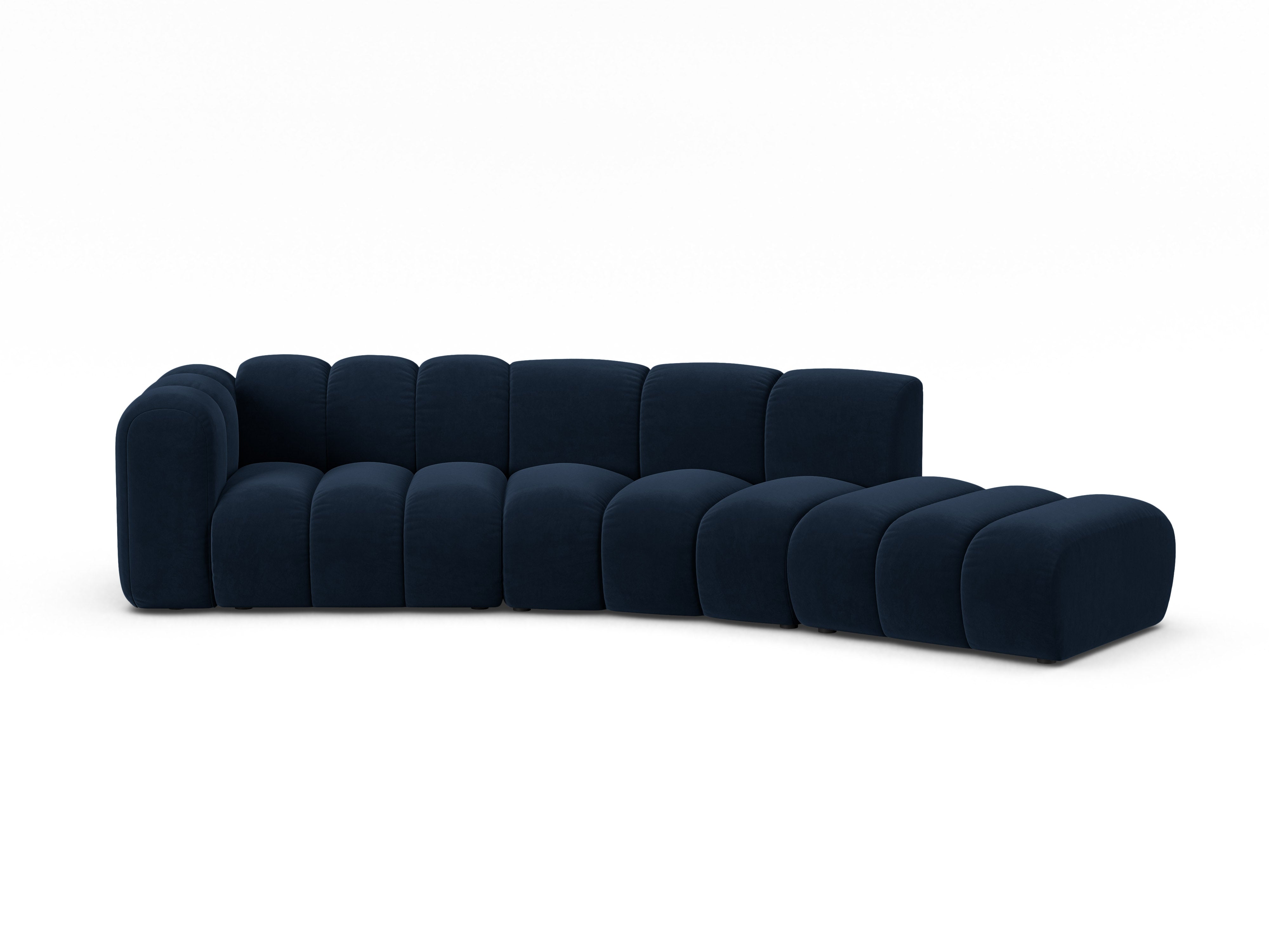 Sofa aksamitna 5-osobowa prawostronna LUPINE granatowy – Micadoni