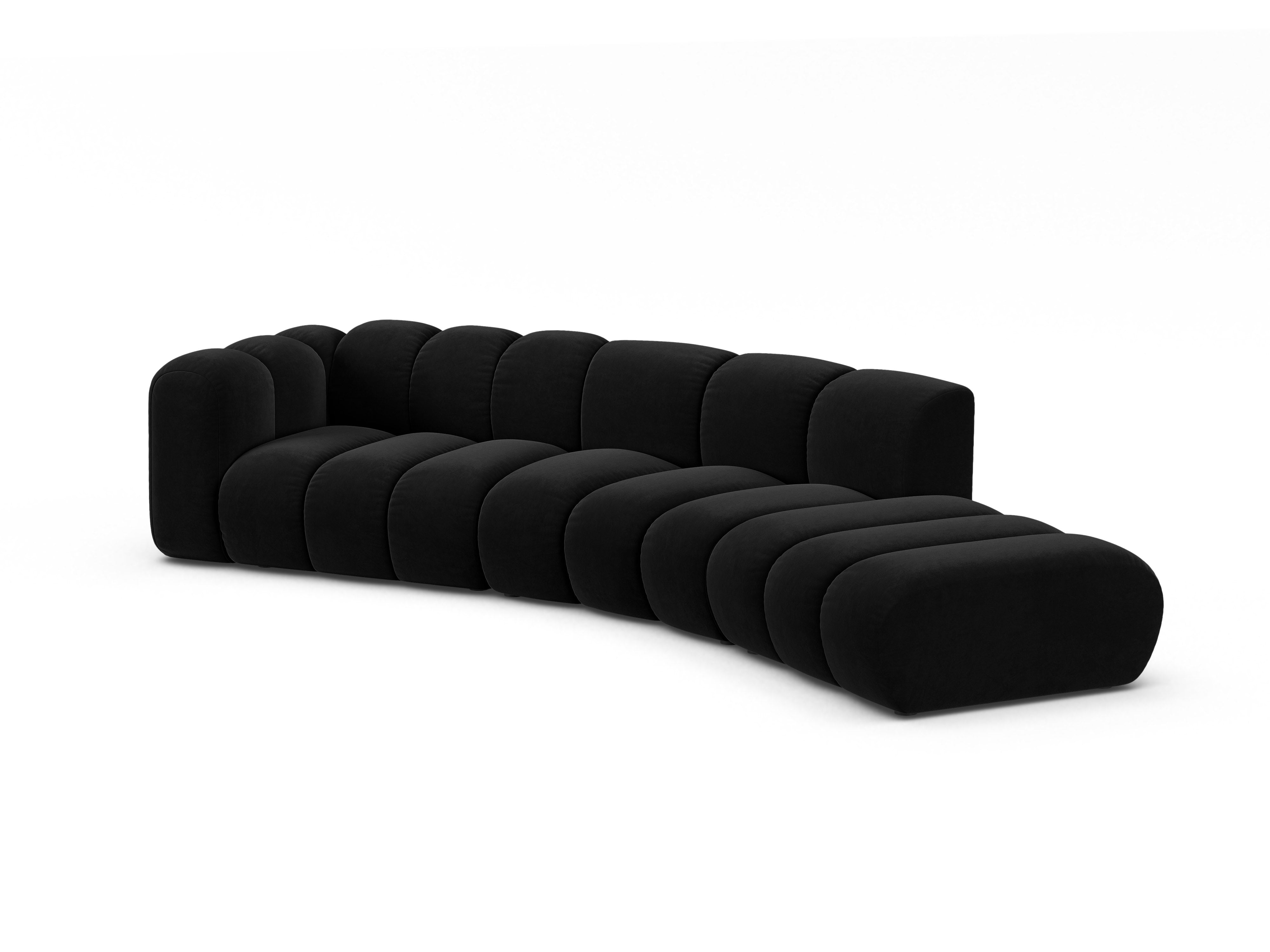 Sofa aus Samt für 5 Personen, rechtsseitig LUPINE schwarz