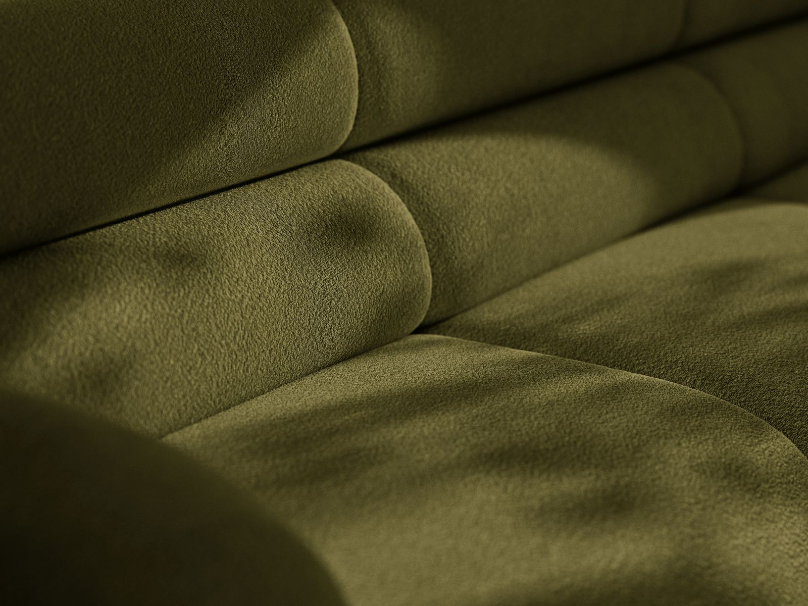Modulares Sofa NEO - Eckmodul in olivgrünem Boucle