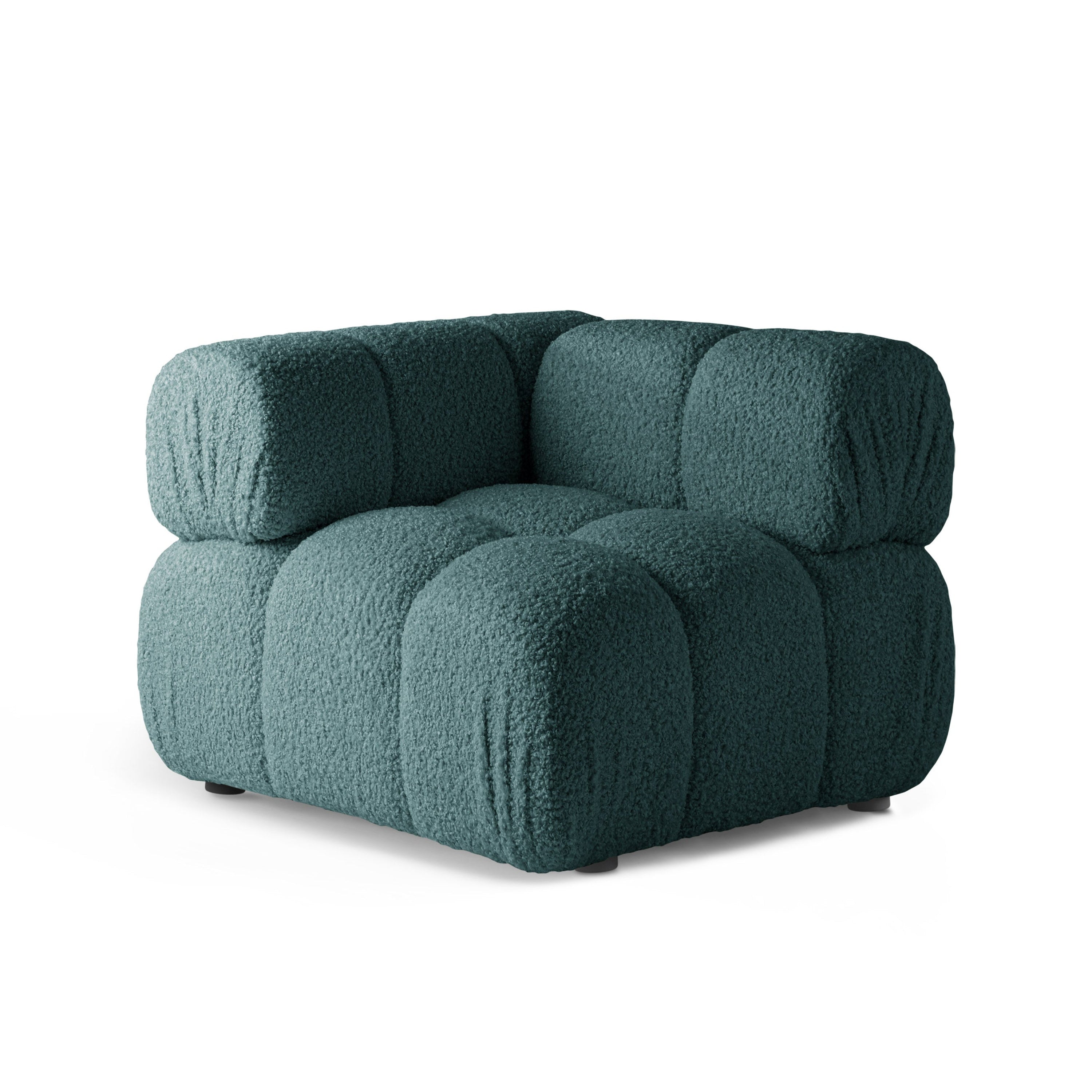 Modulares Sofa BELLIS - tiefes Eckmodul in petrolfarbener Boucle