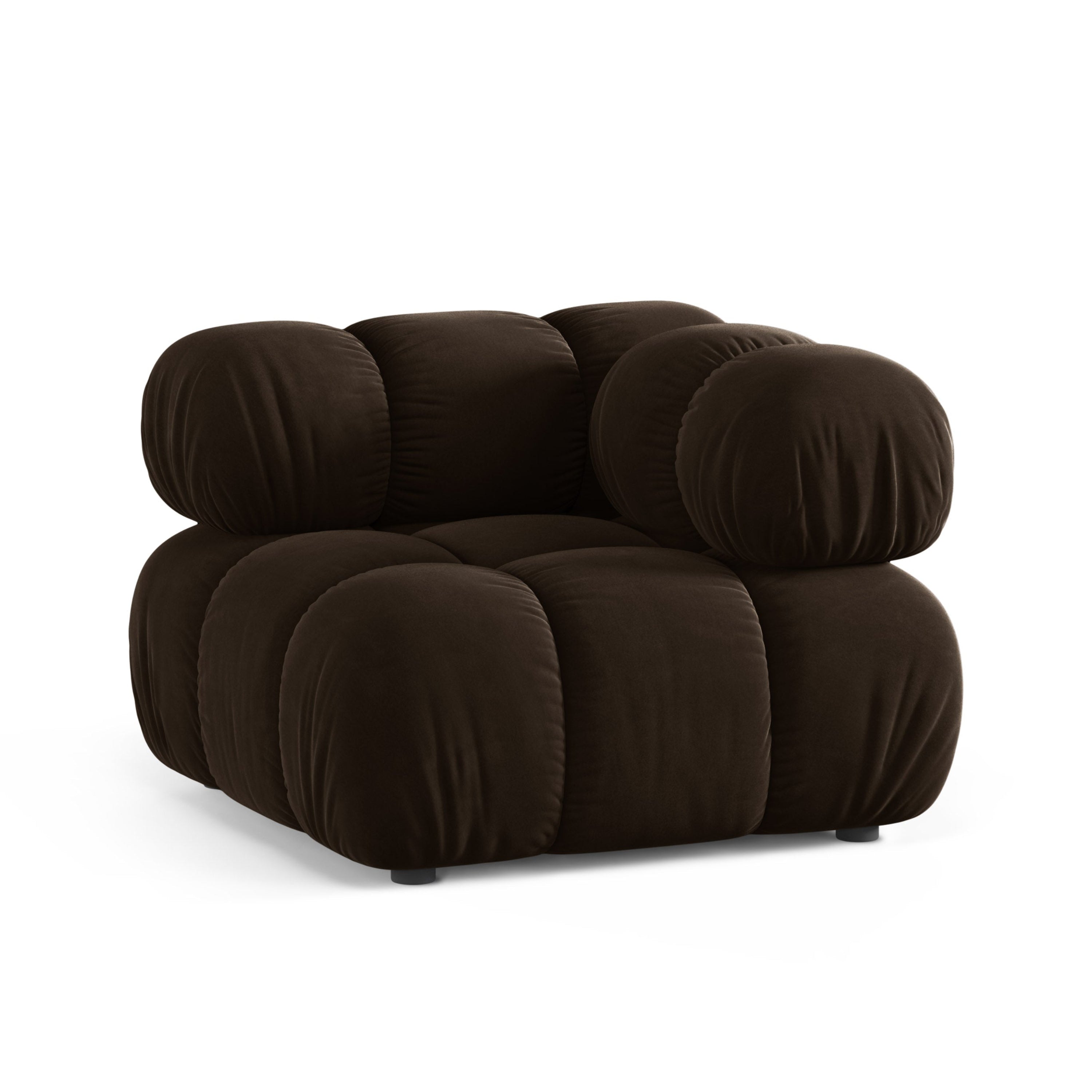Modulares Samtsofa BELLIS - Eckmodul in Schokoladenfarbe