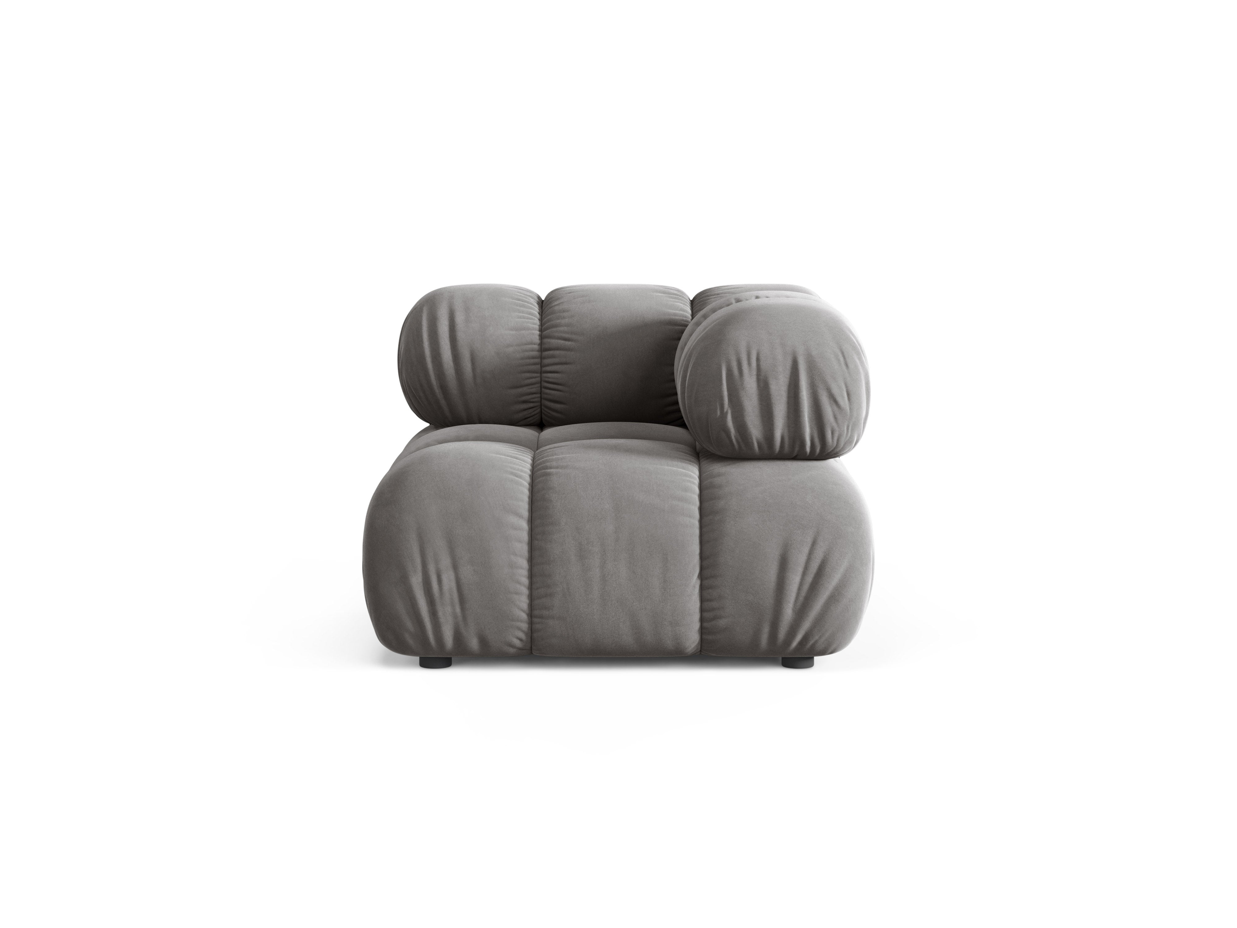 Modulares Samtsofa BELLIS - graues Eckmodul