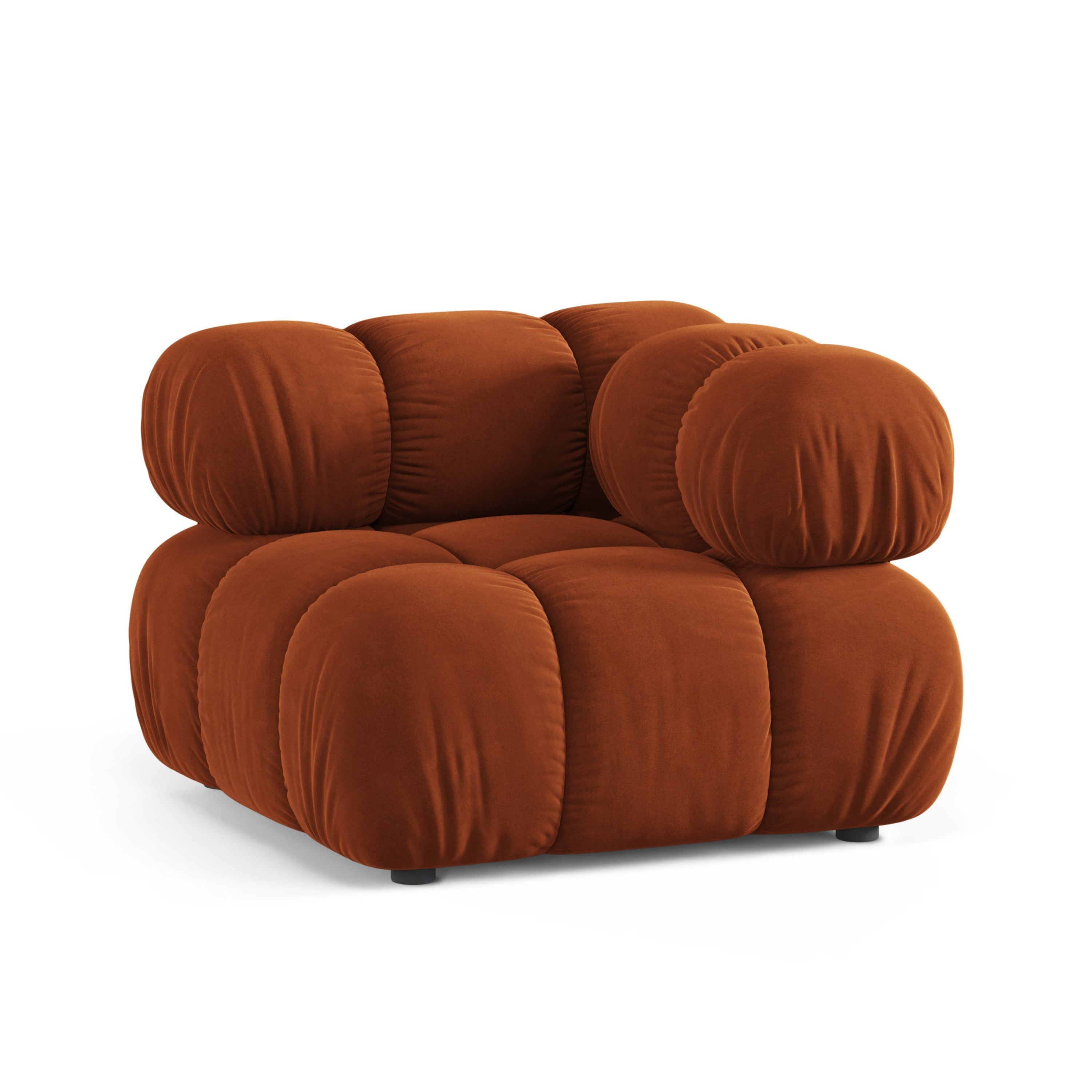 Modulares Samtsofa BELLIS - Eckmodul in Ziegelrot