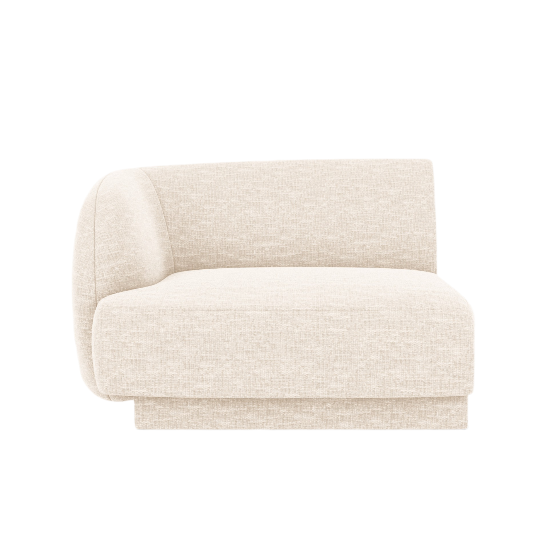 Modulsofa MILEY - linkes Modul in hellbeigem, seidig schimmerndem Chenille