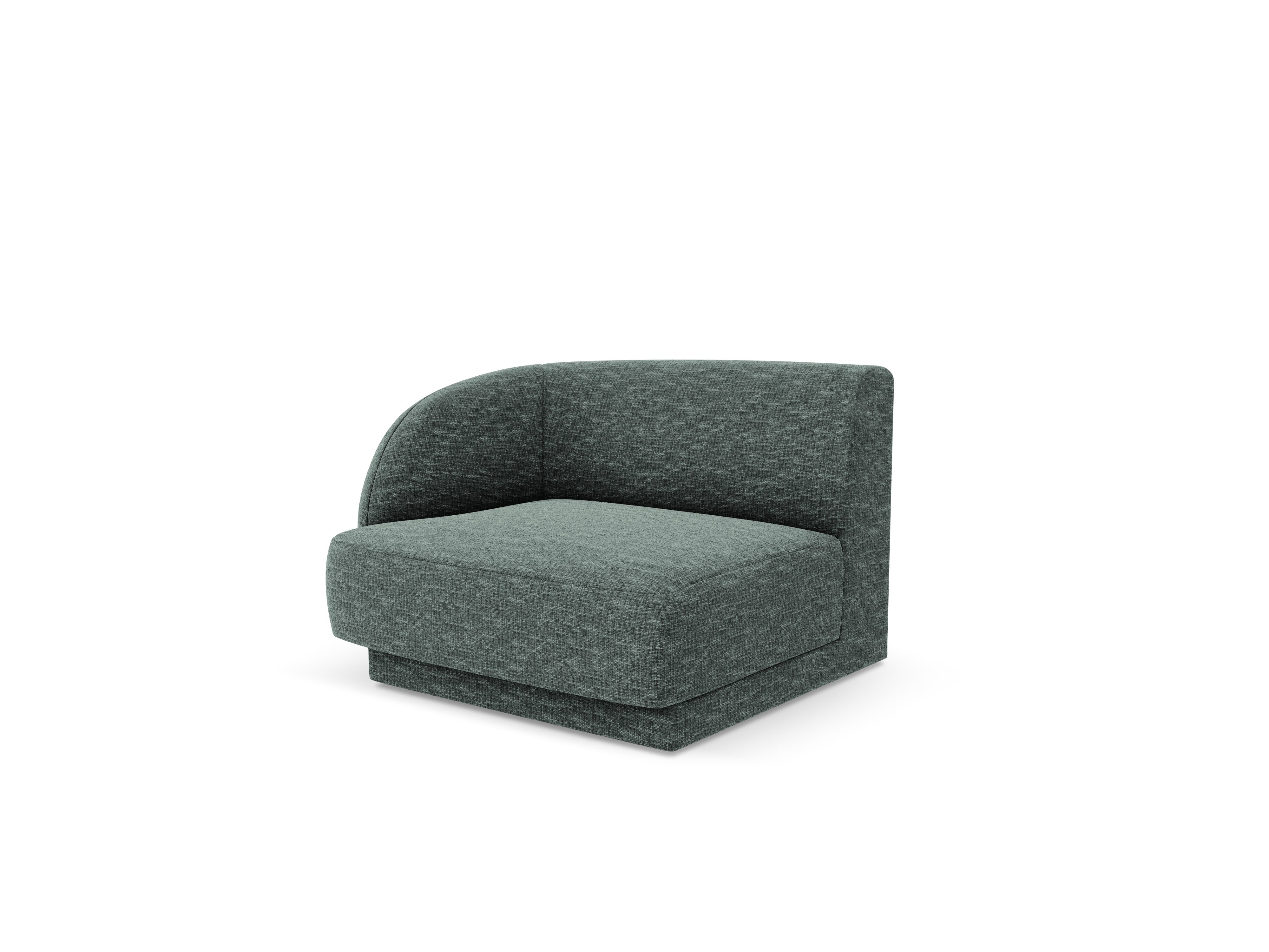 Modulsofa MILEY - linkes Modul in petrolblauem, seidigem Chenille