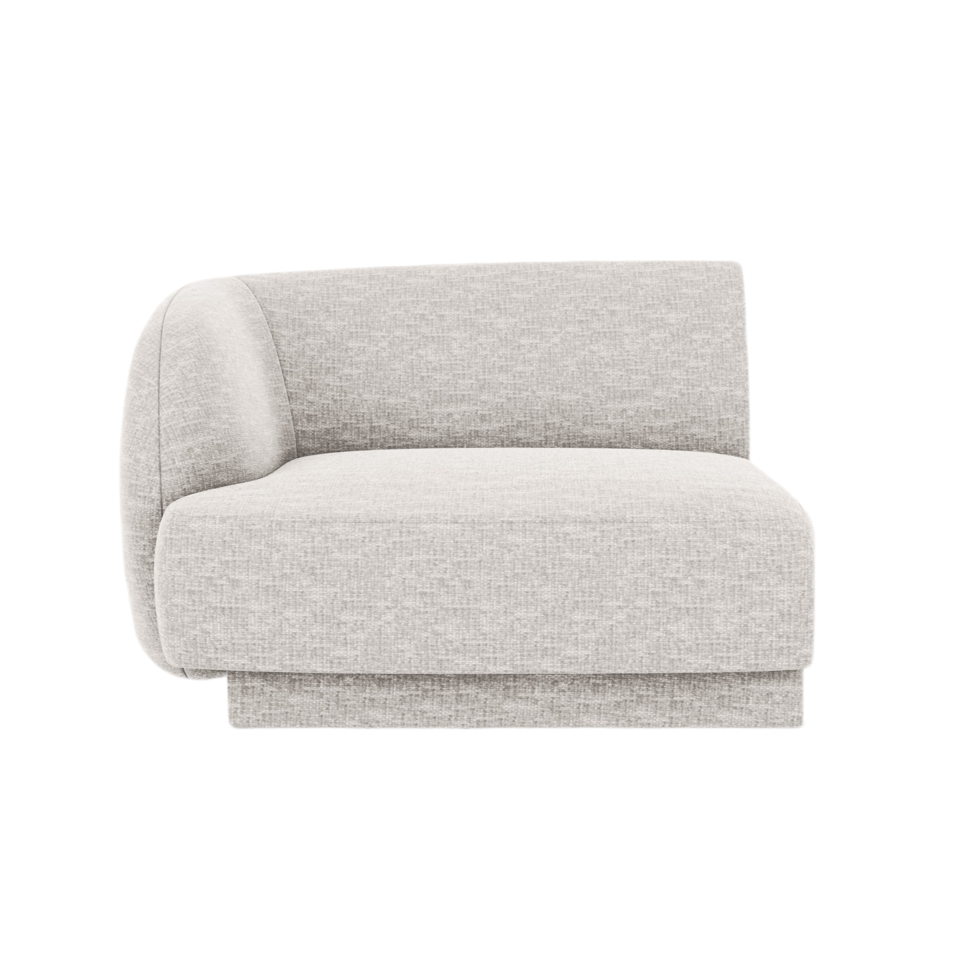 Modulsofa MILEY - linkes Modul in hellgrauem, seidig schimmerndem Chenille