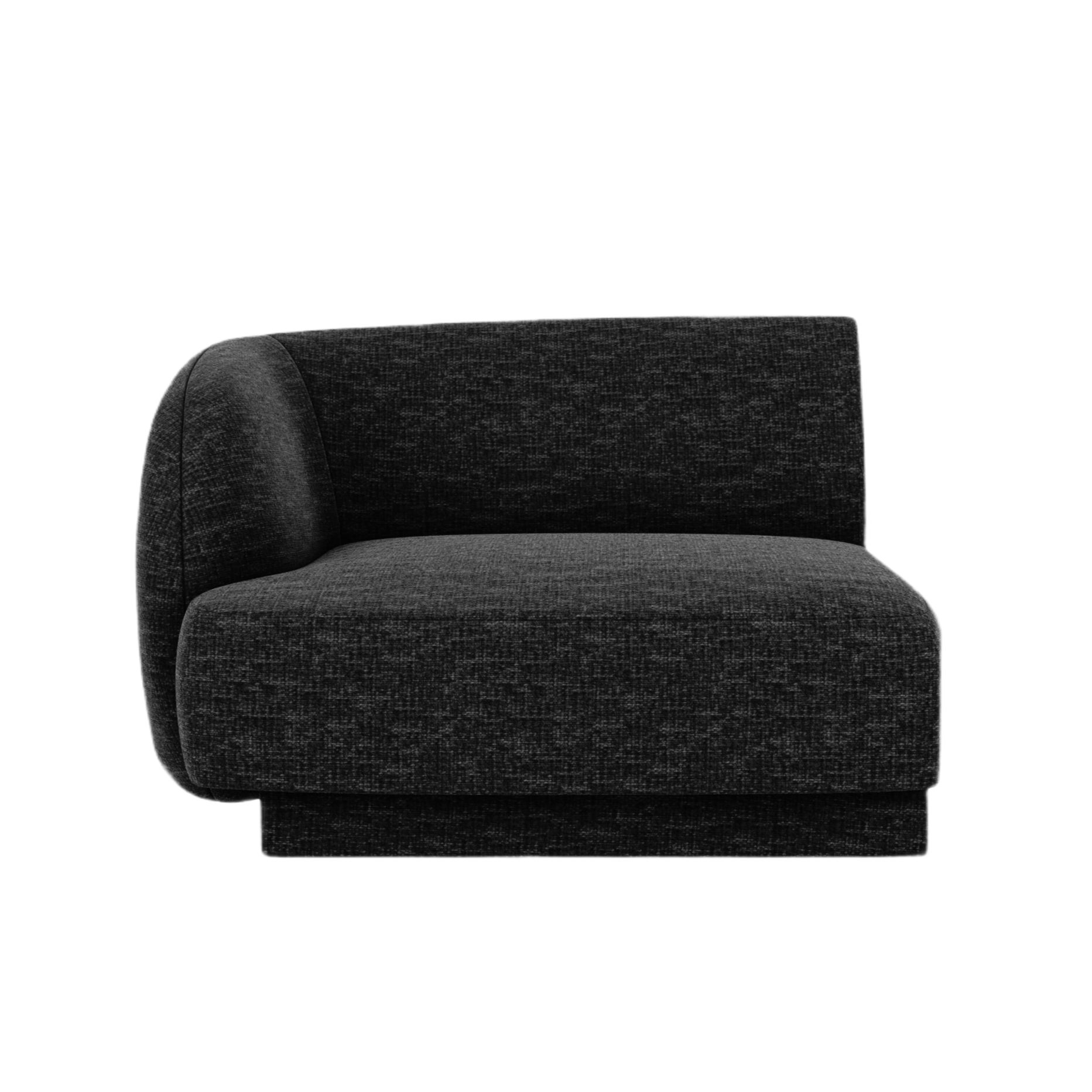 MILEY Modular Sofa - Left-Side Module in Black Silky Chenille