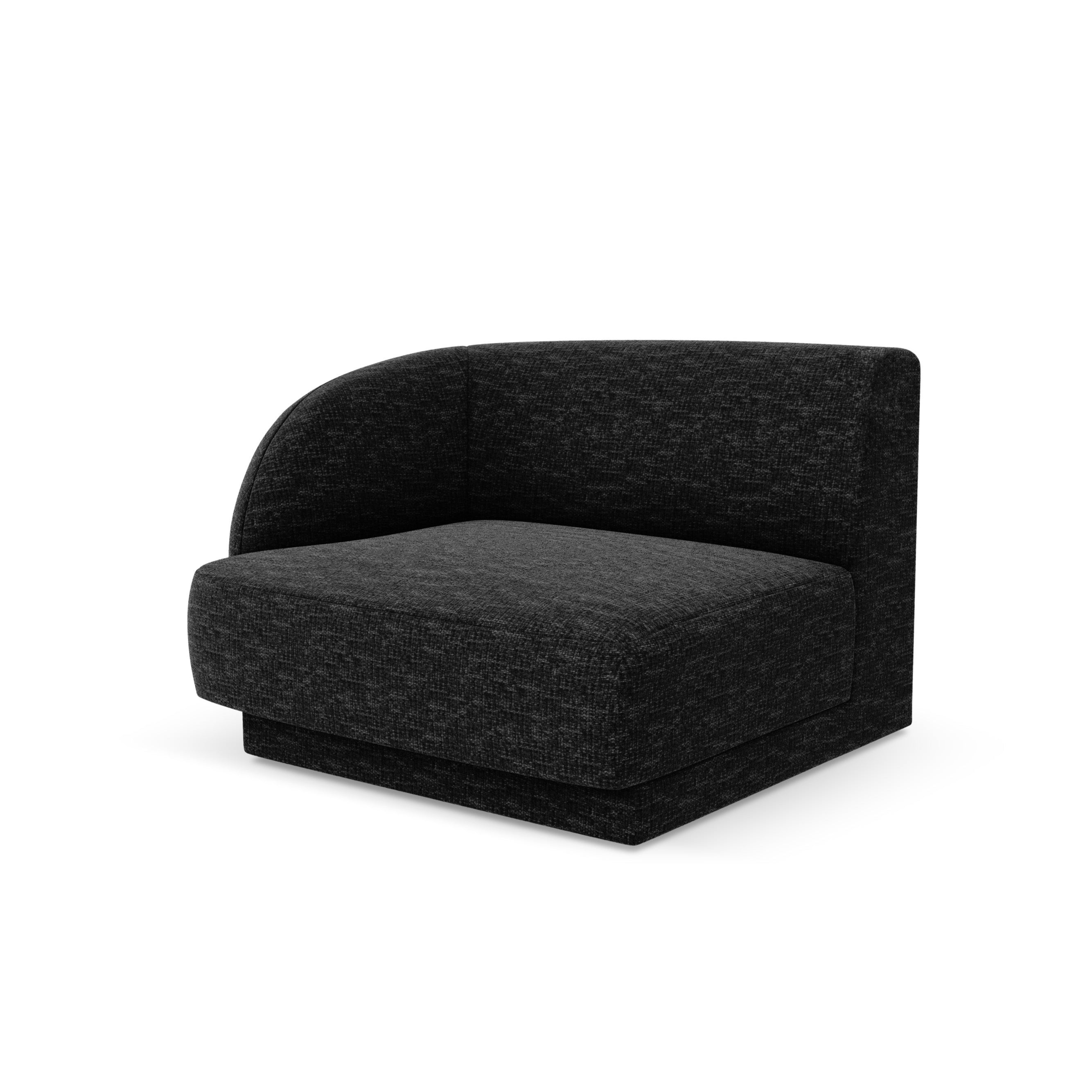 MILEY Modular Sofa - Left-Side Module in Black Silky Chenille