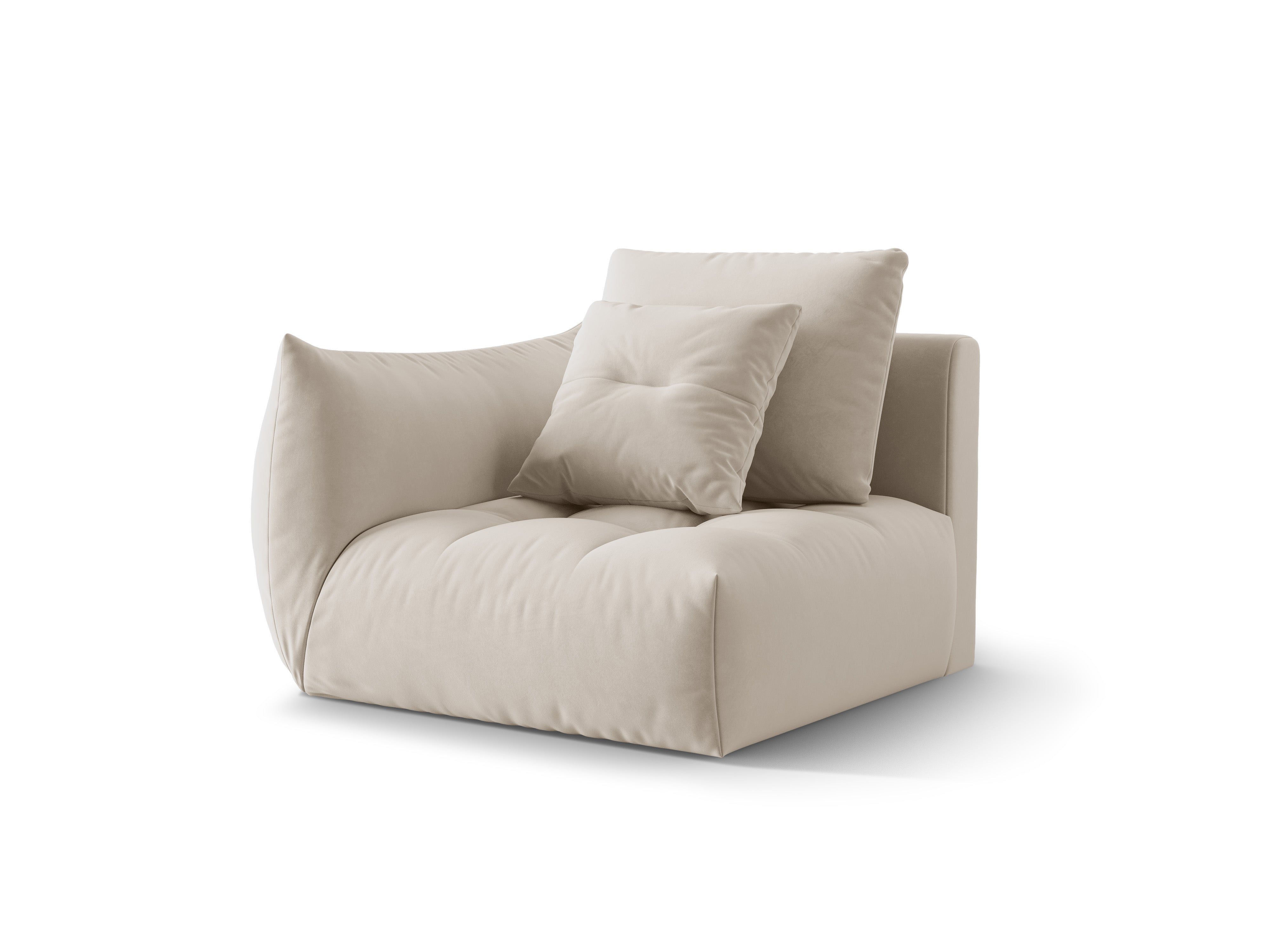 Modulares Samtsofa BLOOM - linkes Element ecru