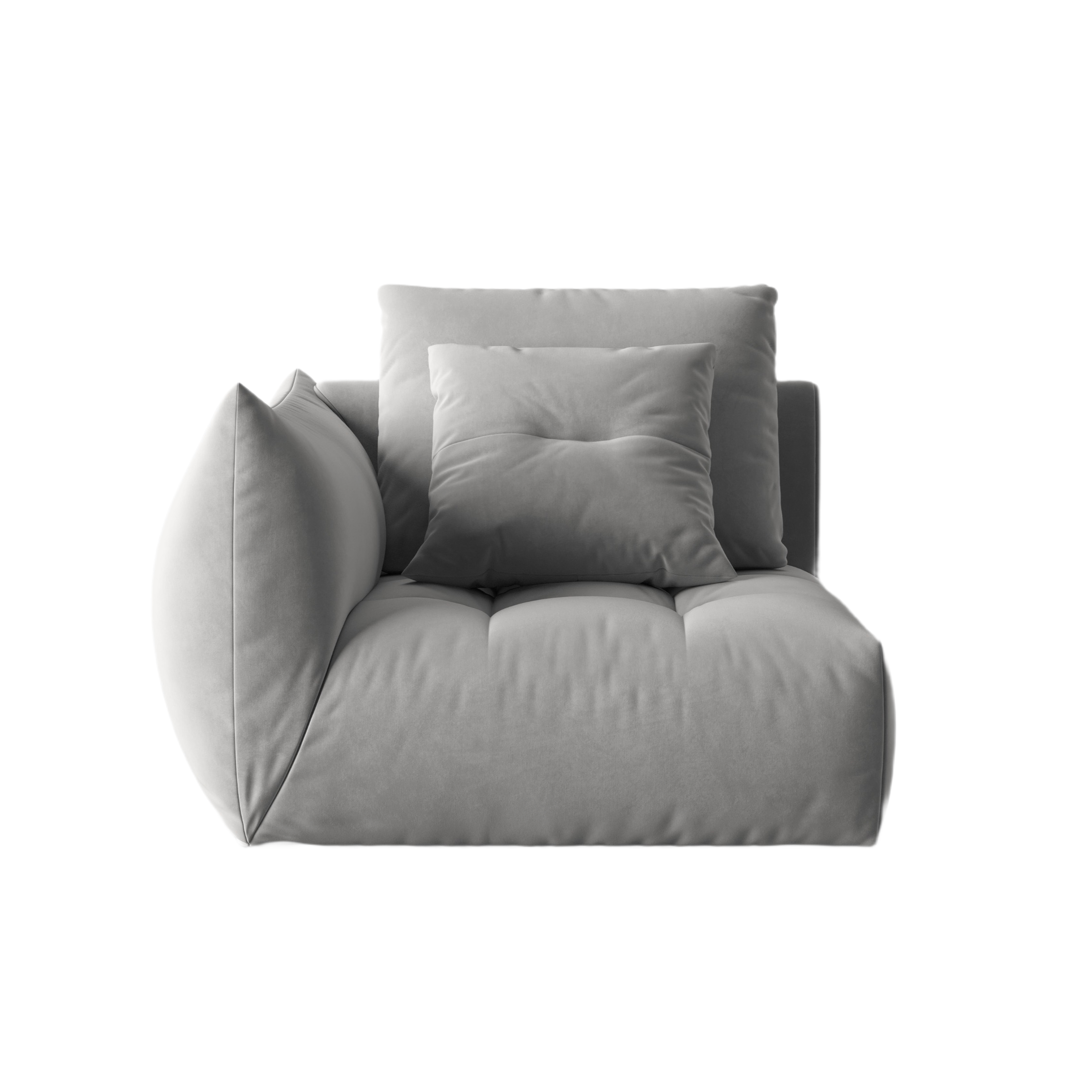 Velvet modular sofa BLOOM - left element gray