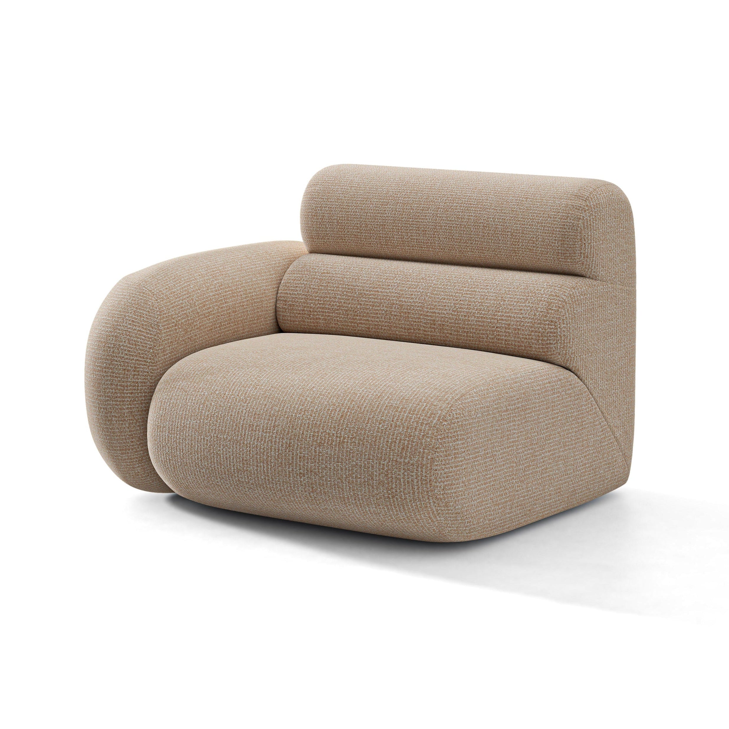 Modulares Sofa NEO - linkes Element in sandfarbenem Melange
