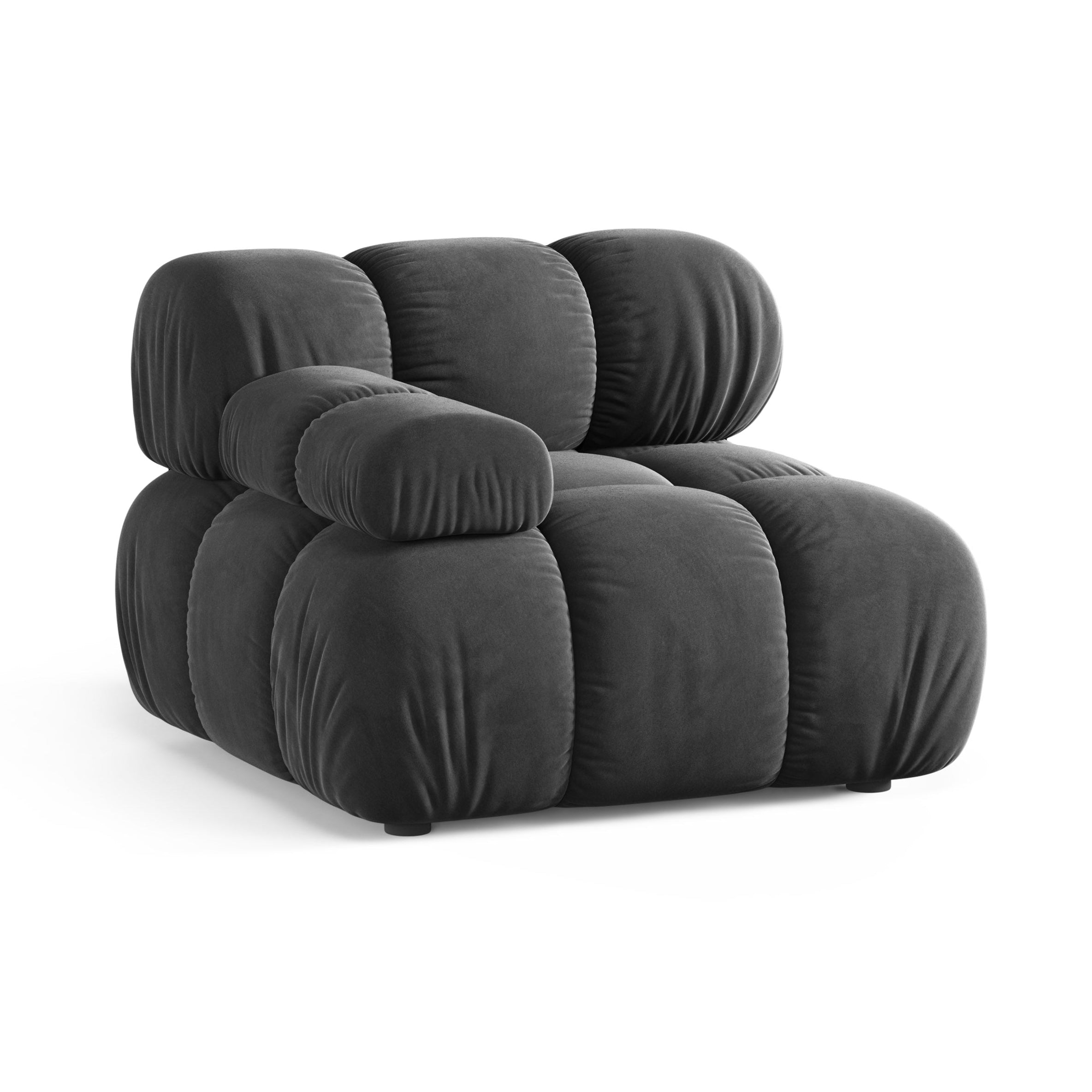 Modulares Sofa BELLIS - linkes Modul in dunkelgrauem Samt