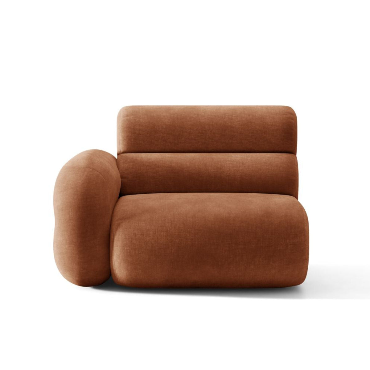 Modulares Sofa NEO - linkes Element in ziegelrotem Chenille
