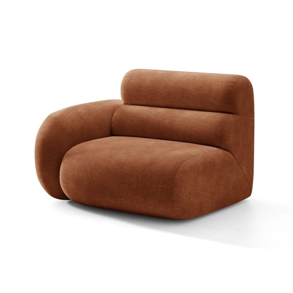 Modulares Sofa NEO - linkes Element in ziegelrotem Chenille