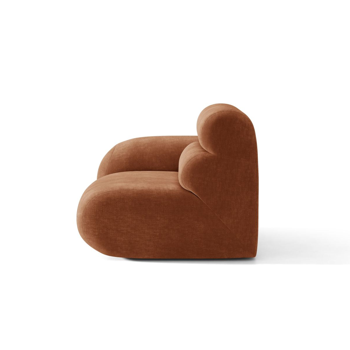 Modulares Sofa NEO - linkes Element in ziegelrotem Chenille