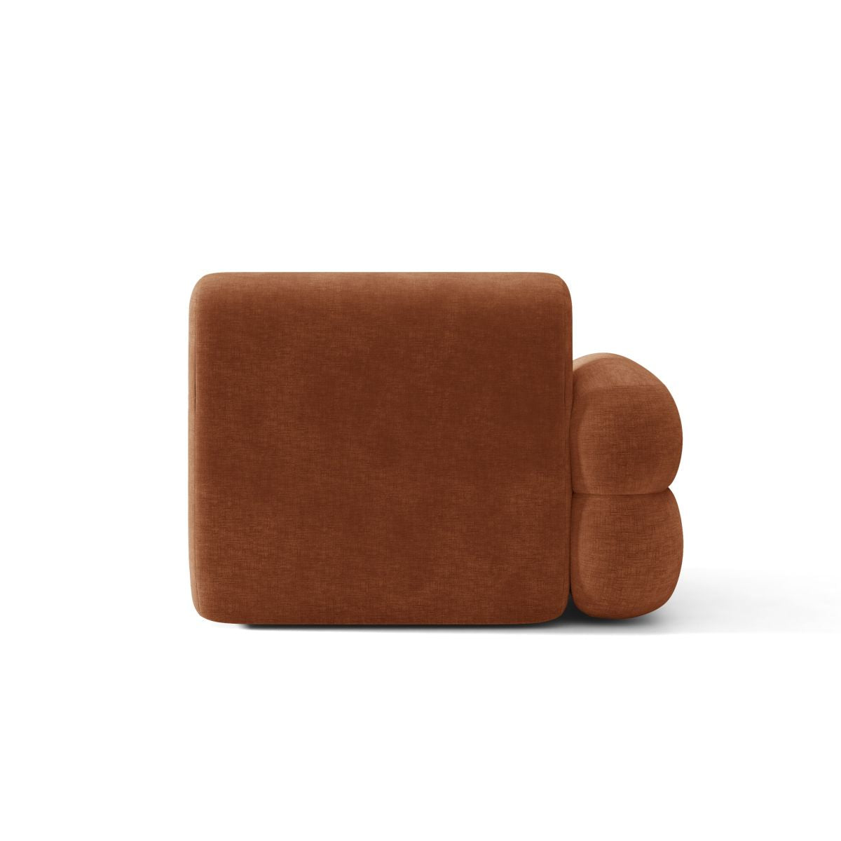 Modulares Sofa NEO - linkes Element in ziegelrotem Chenille
