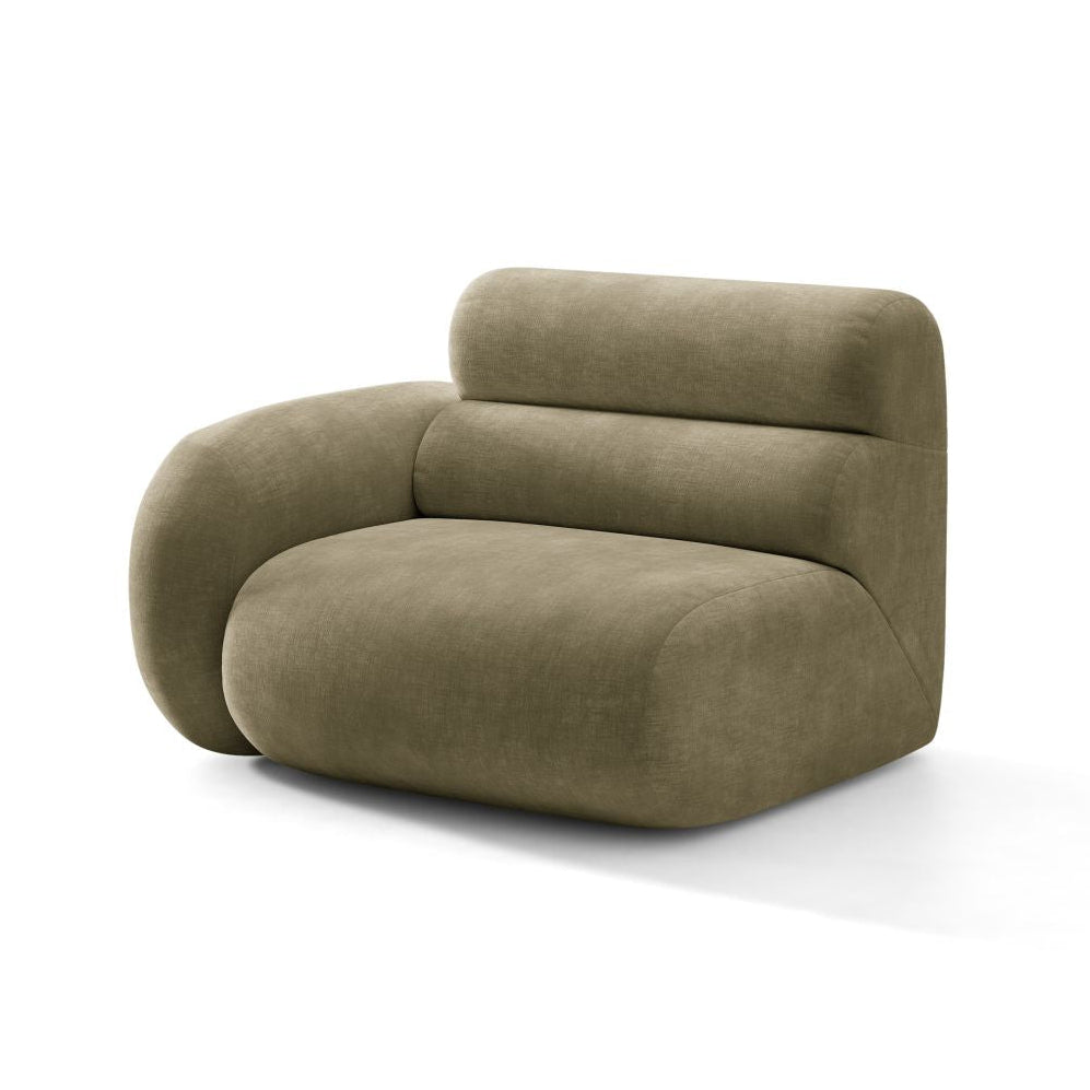 Modulares Sofa NEO - linkes Modul in olivgrünem Chenille
