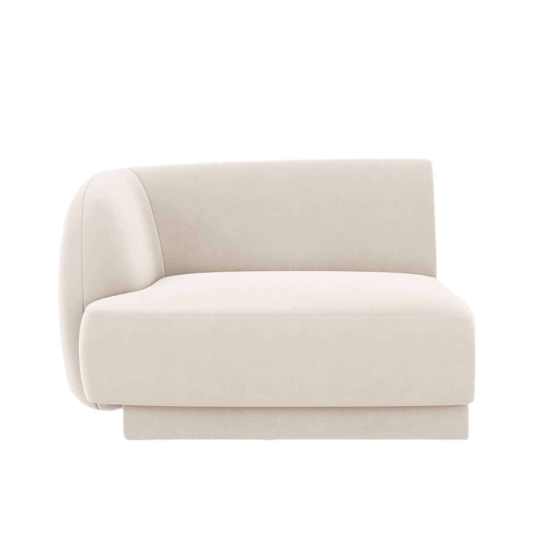 Modulares Samtsofa MILEY - linkes Modul in hellbeige
