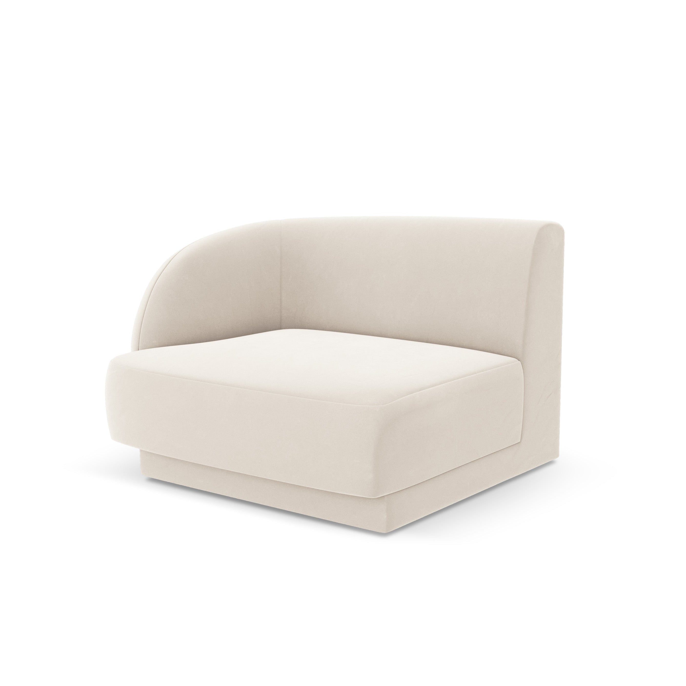 Modulares Samtsofa MILEY - linkes Modul in hellbeige
