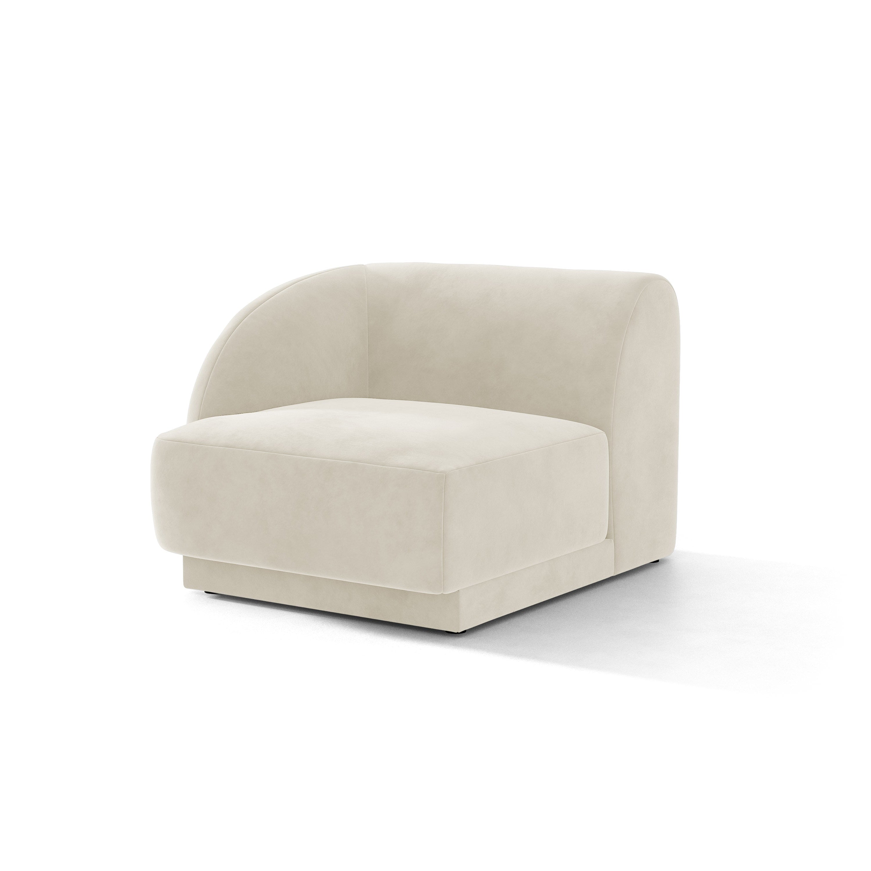 Modulares Samtsofa MILEY - linkes Modul in hellbeige