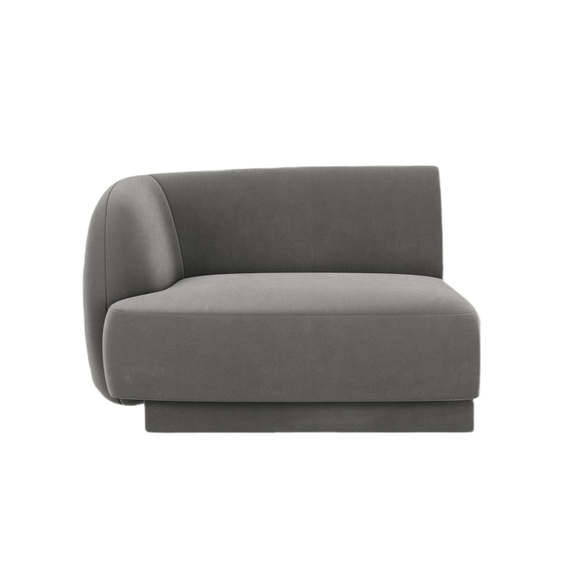 Modulares Samtsofa MILEY - linkes Modul in Hellgrau