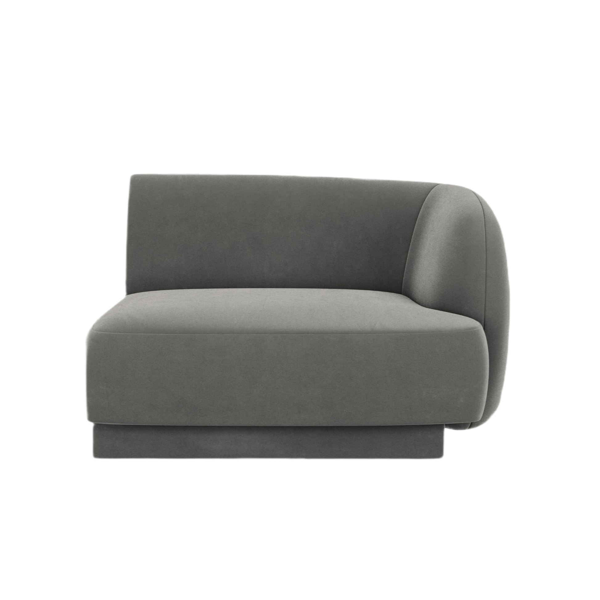 Samt-Modulsessel MILEY - rechte Modul in Hellgrau