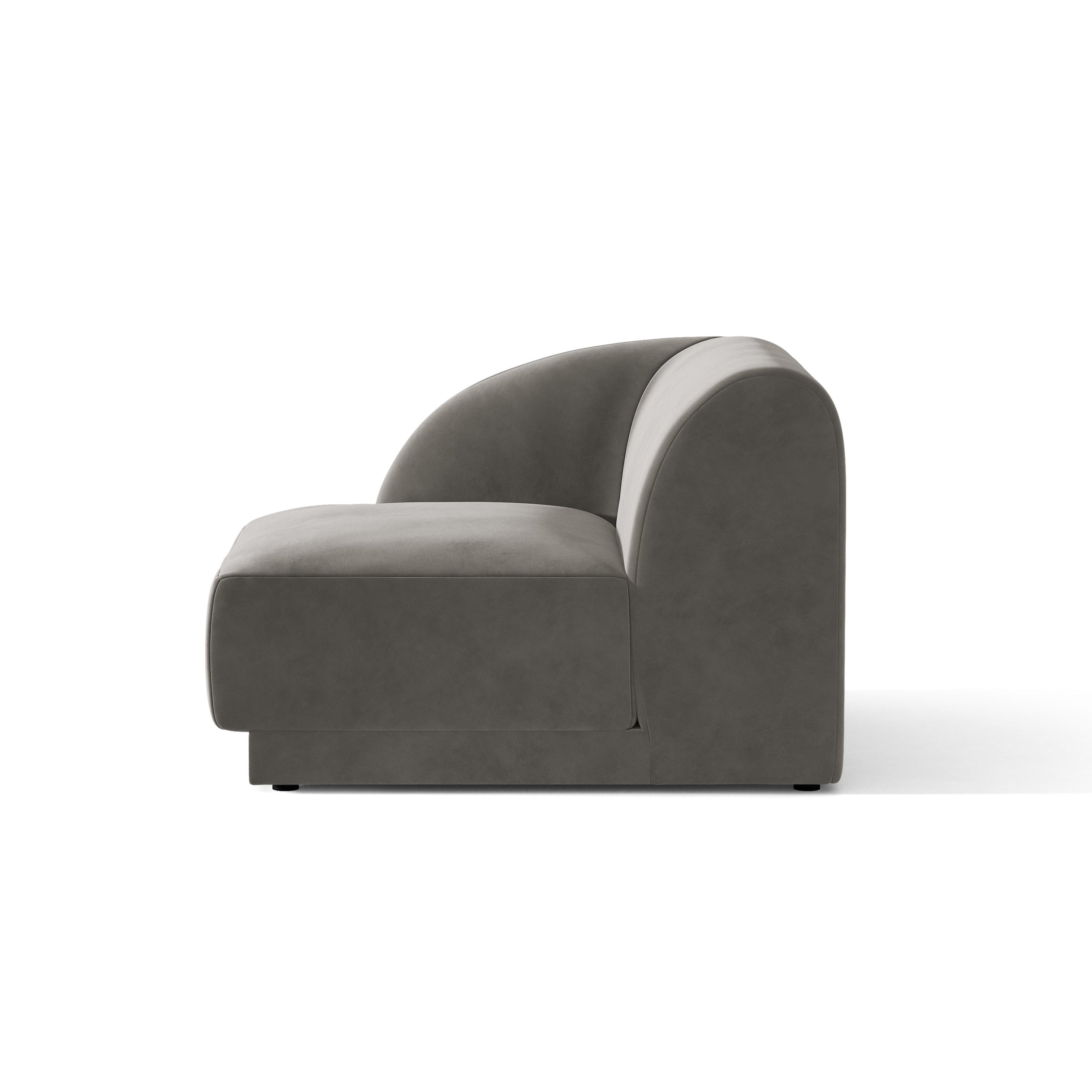 Modulares Samtsofa MILEY - linkes Modul in Hellgrau