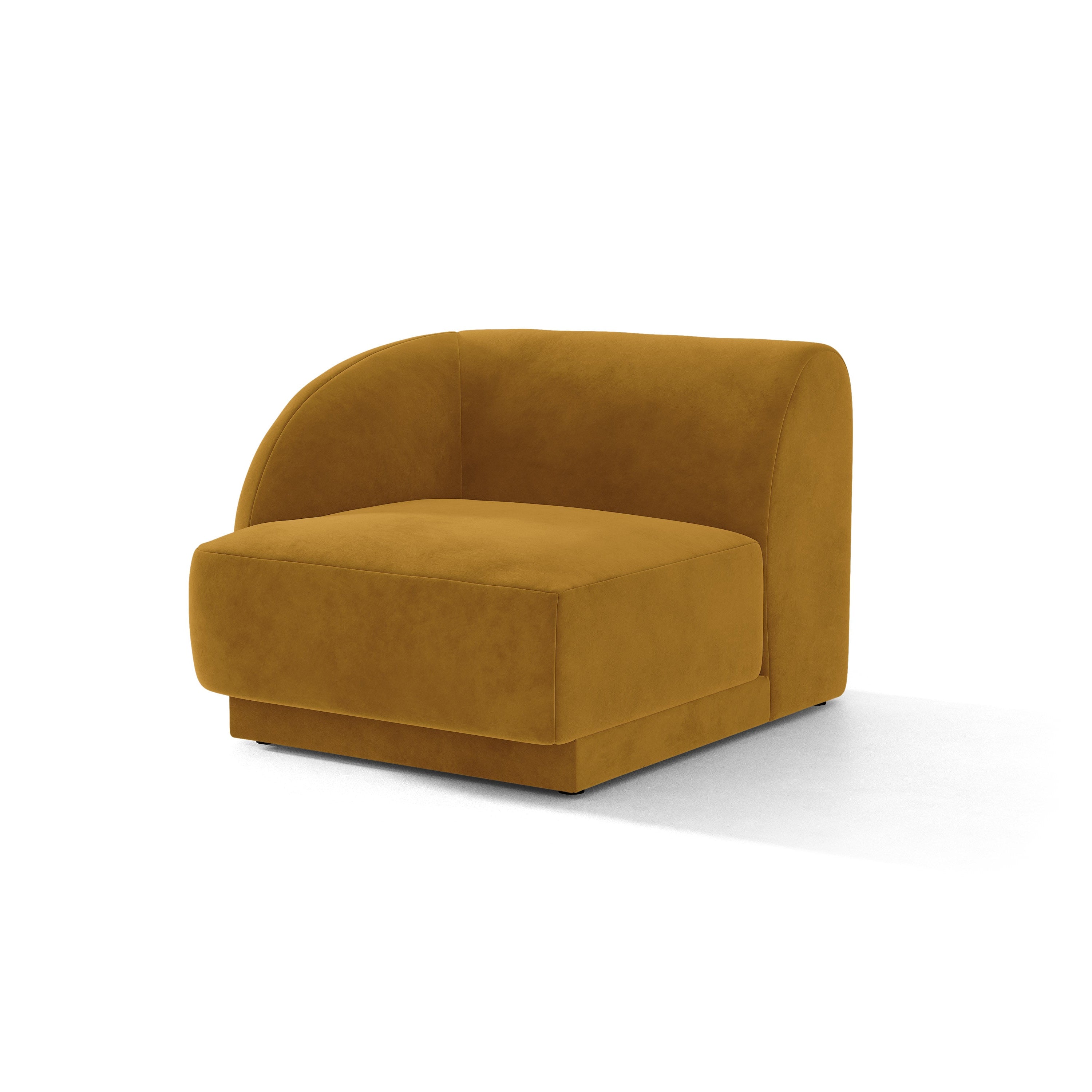 Sofa modułowa aksamitna MILEY - moduł lewostronny żółty do salonu
