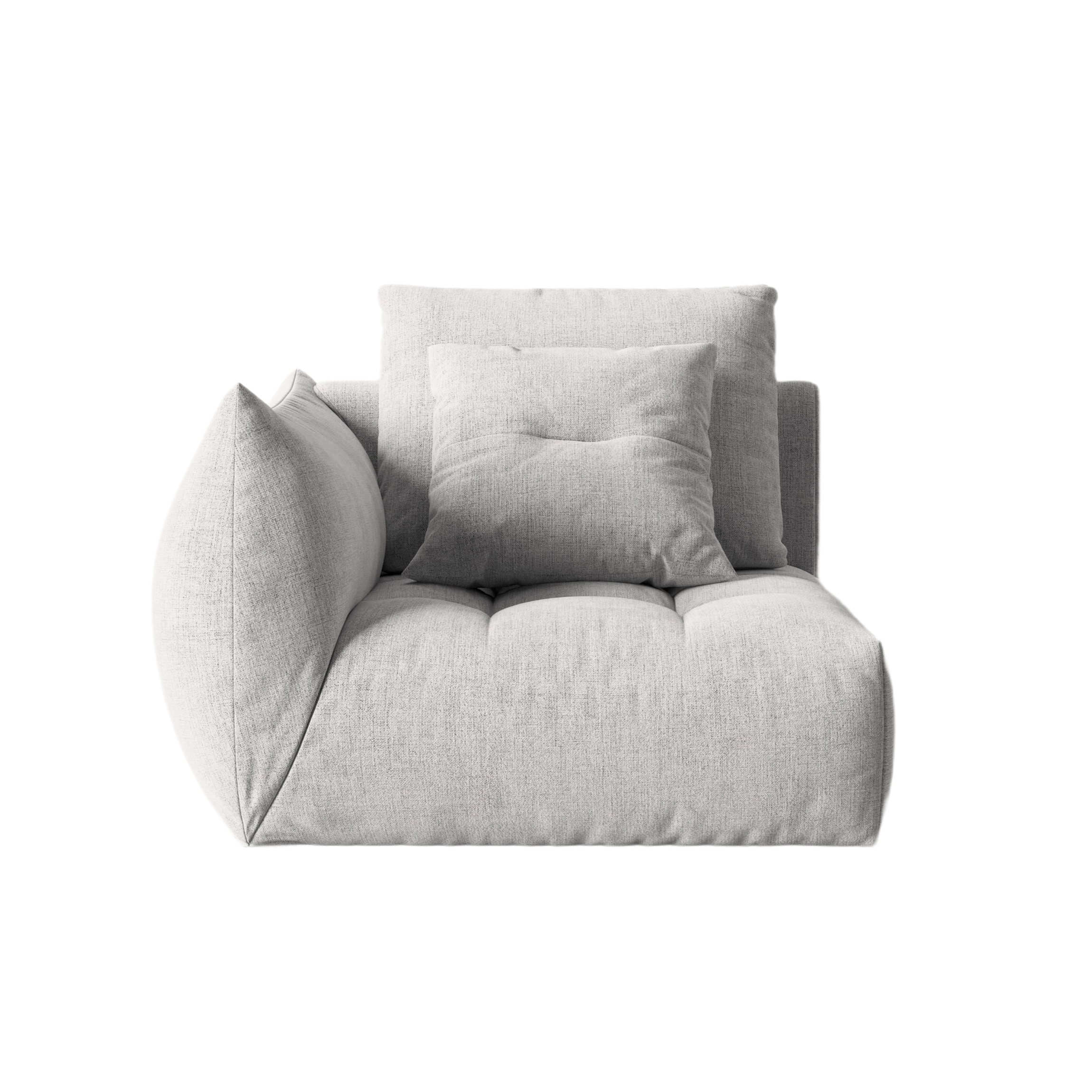 Modulares Sofa BLOOM - linkes Element in silbernem Chenille