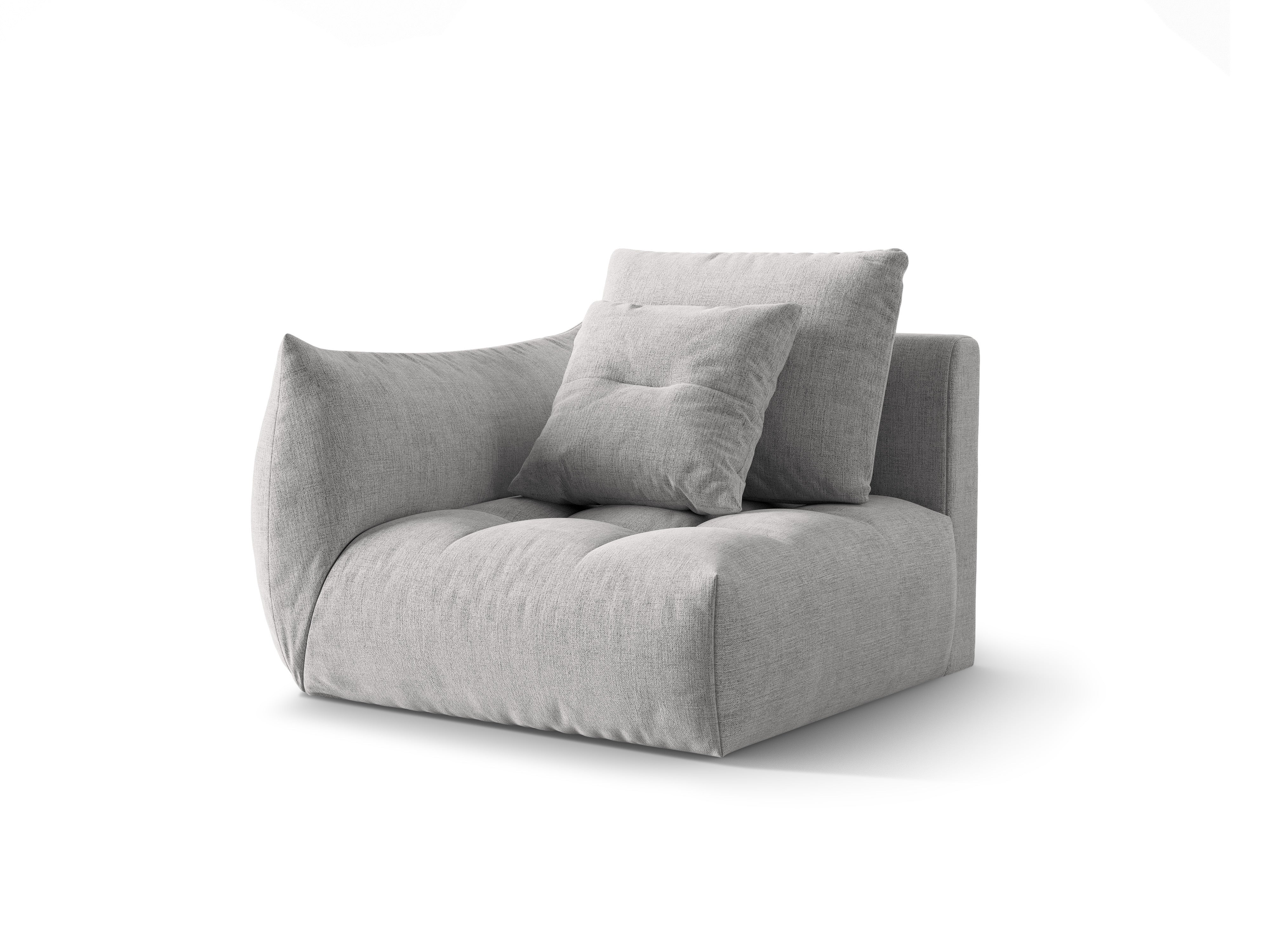 Modulares Sofa BLOOM - linkes Element in silbernem Chenille