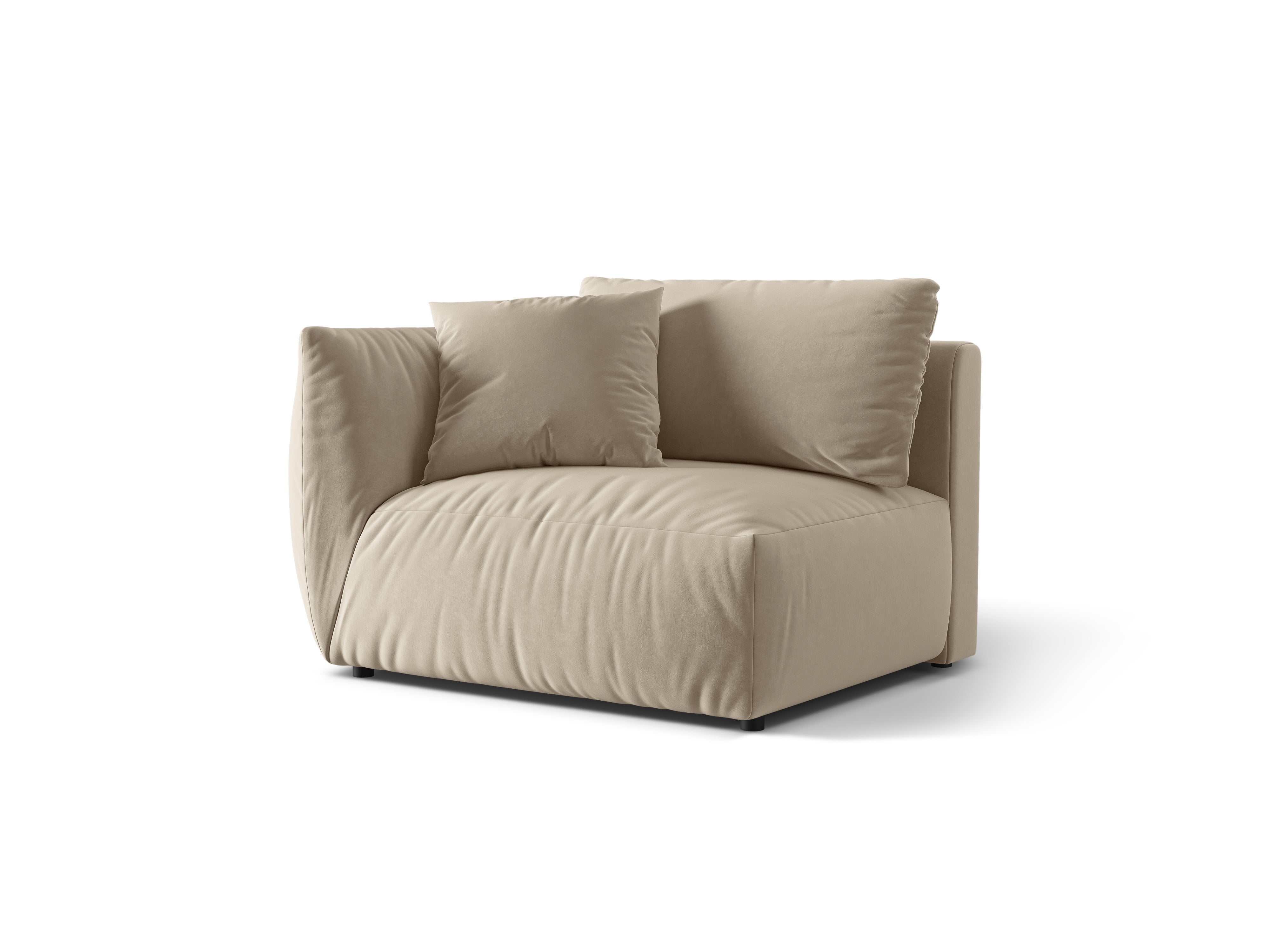 CHRIS Velvet Modular Sofa - Wide Left Element in Ecru