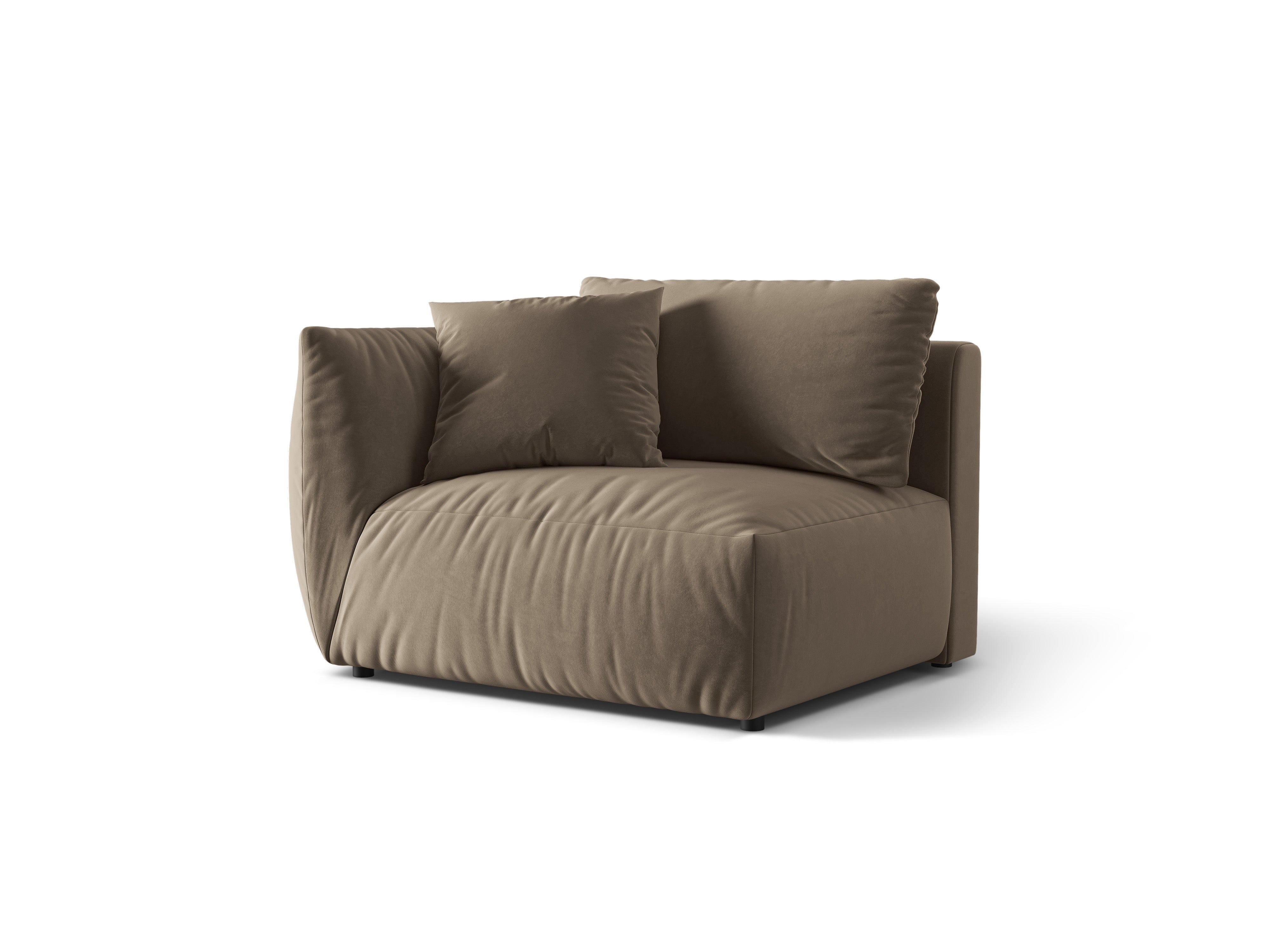 CHRIS velvet modular sofa - left element light brown