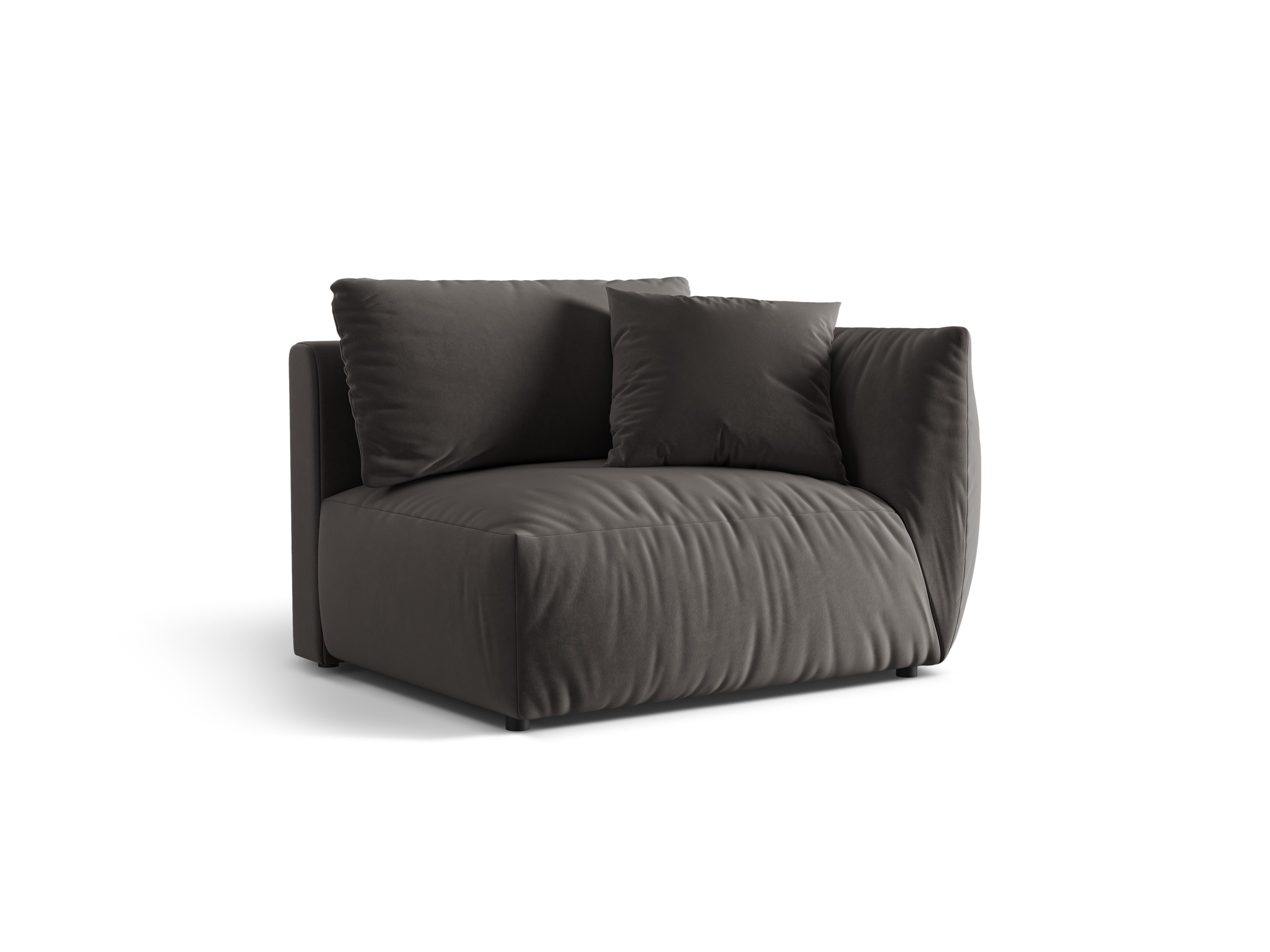 Sofa modułowa aksamitna CHRIS - element prawostronny ciemnoszary – Micadoni