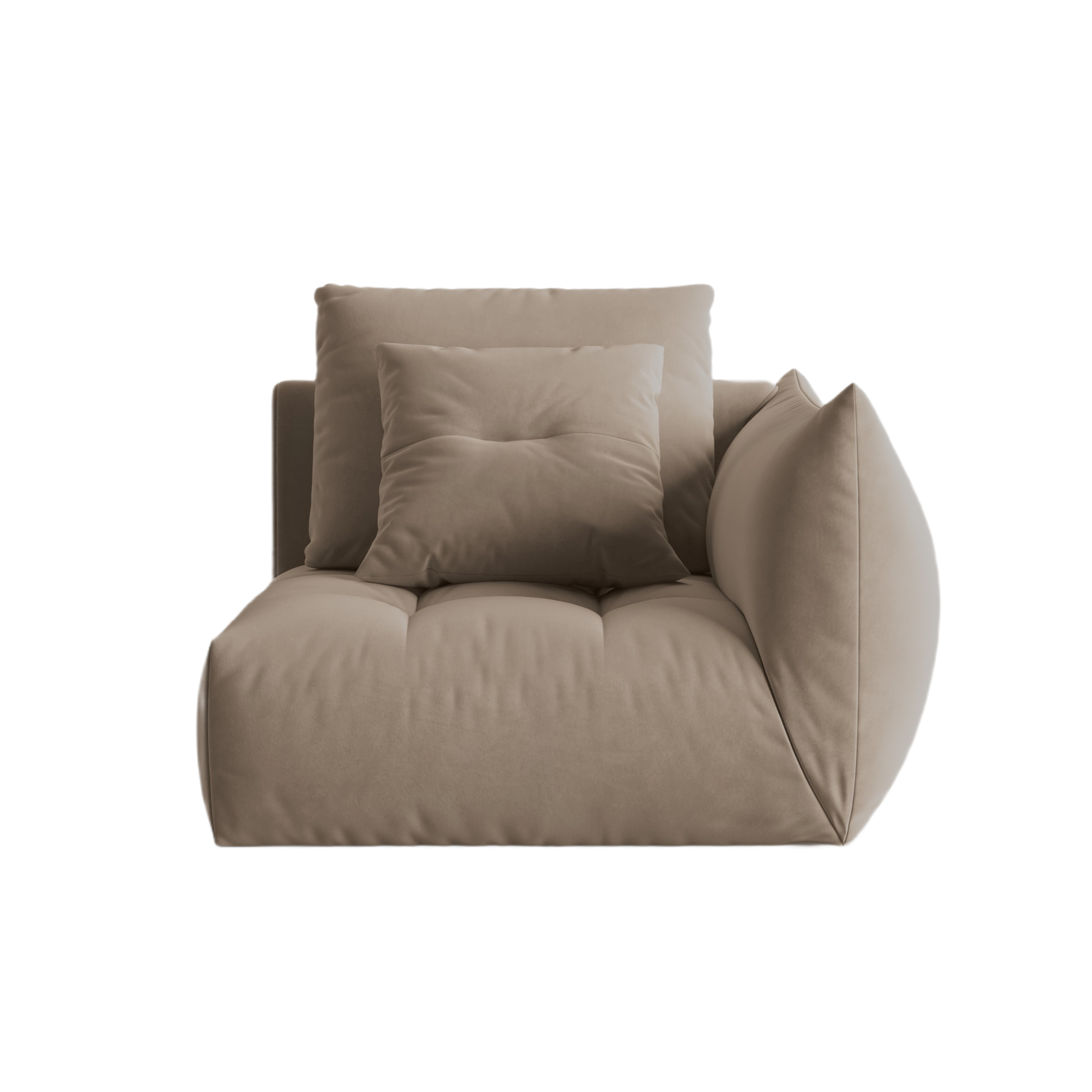 Velvet modular sofa BLOOM - right-side element light brown