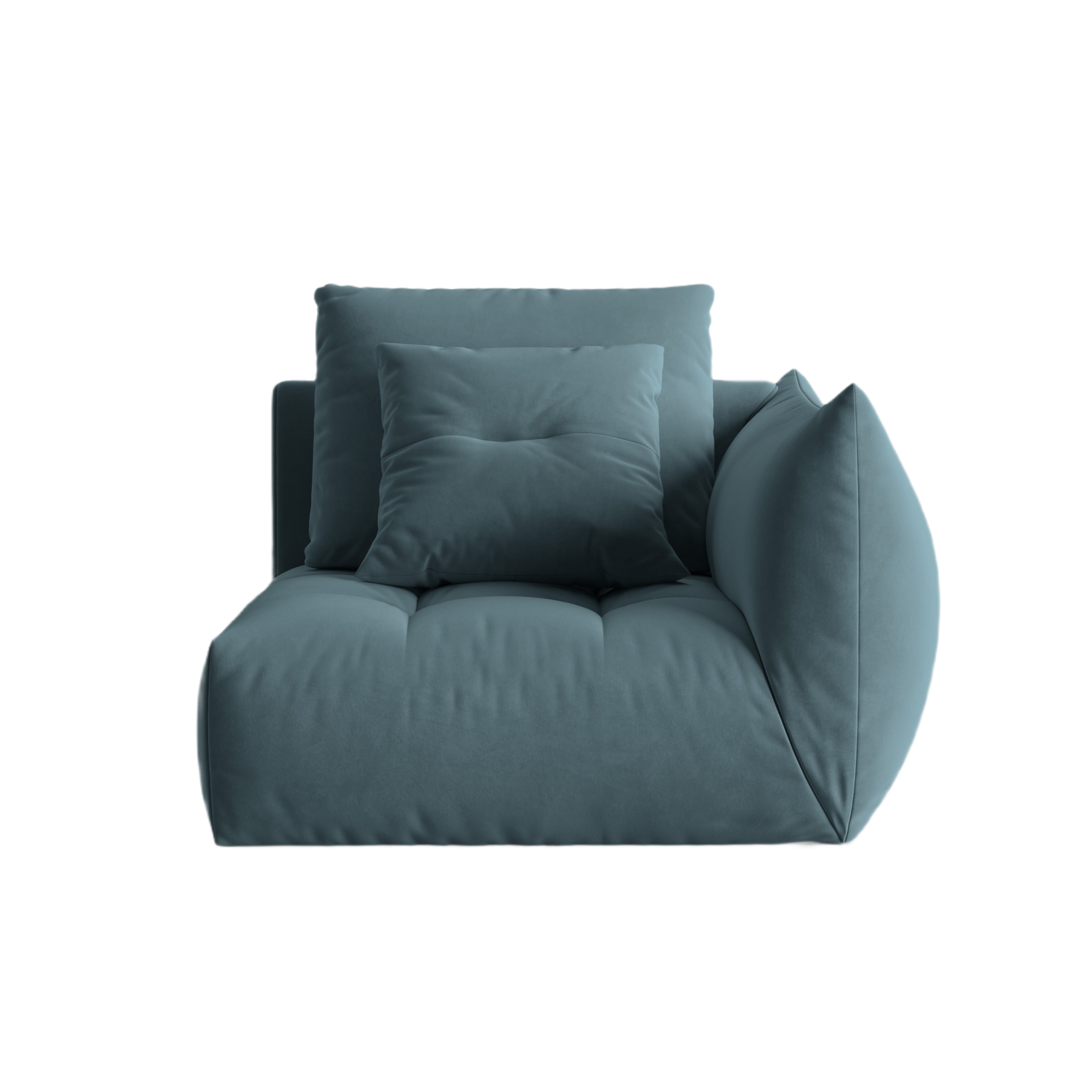 Velvet modular sofa BLOOM - right-side element light blue