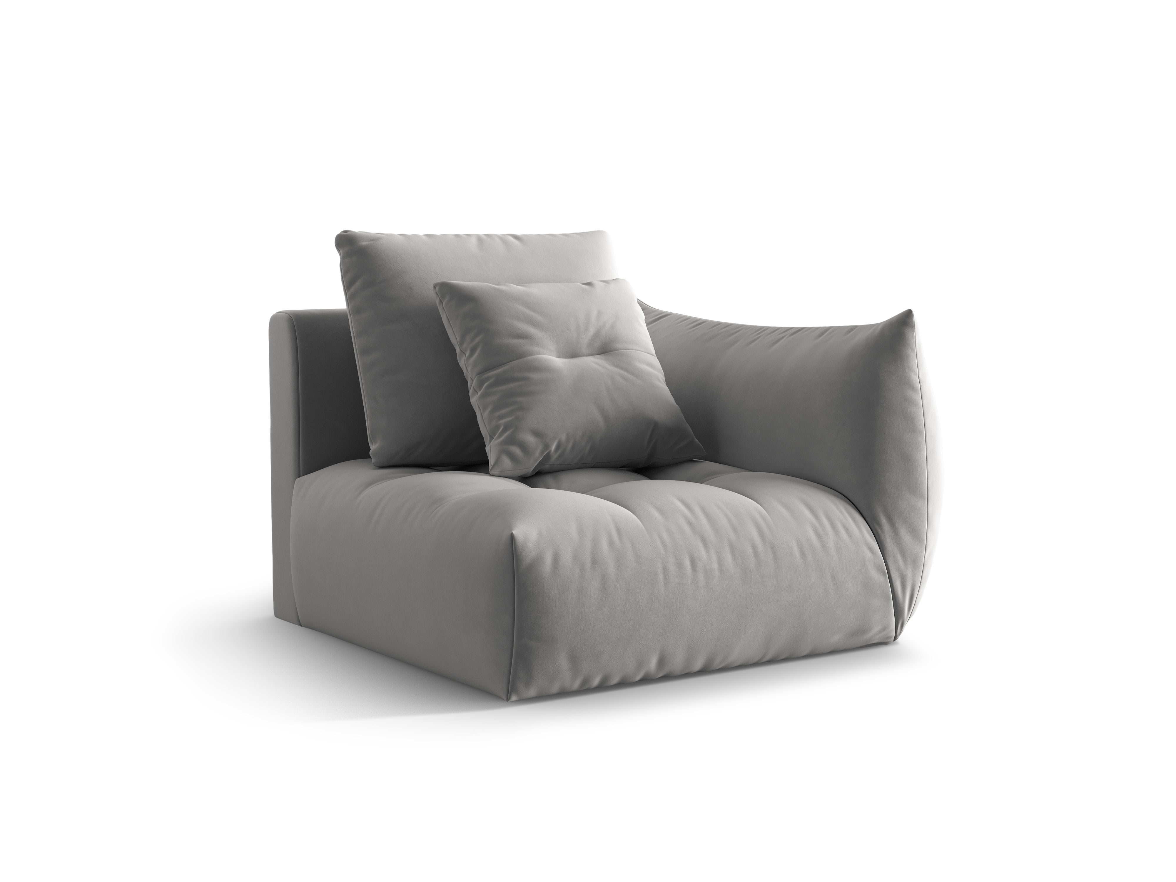Velvet modular sofa BLOOM - right-side element gray