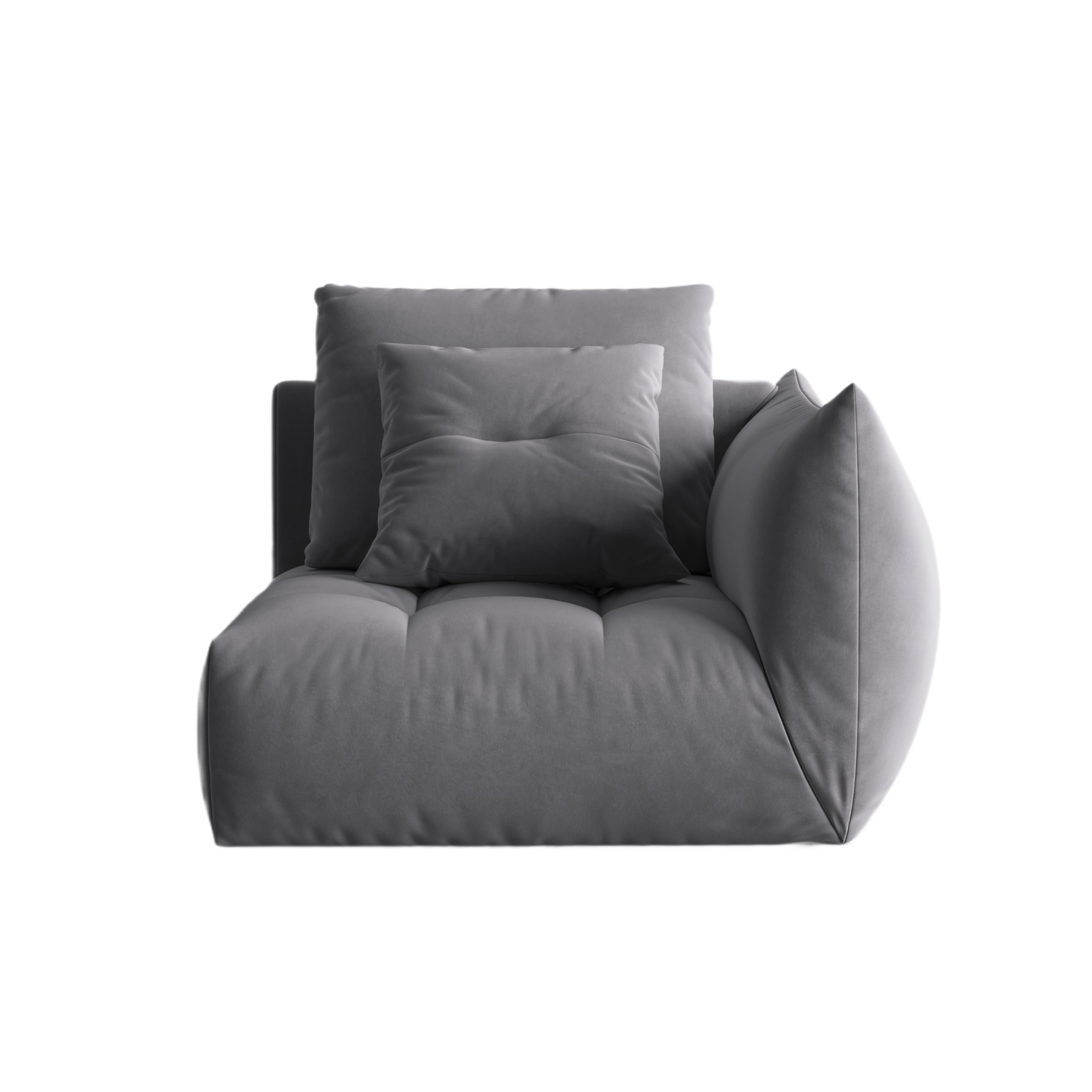 Velvet modular sofa BLOOM - right-side element dark gray