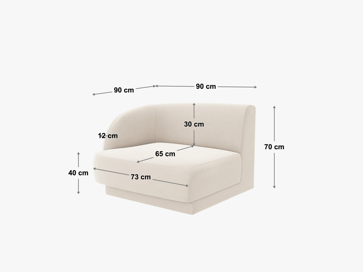 Sofa modułowa - moduł prawostronny MILEY czarny szenil z podłokietnikami