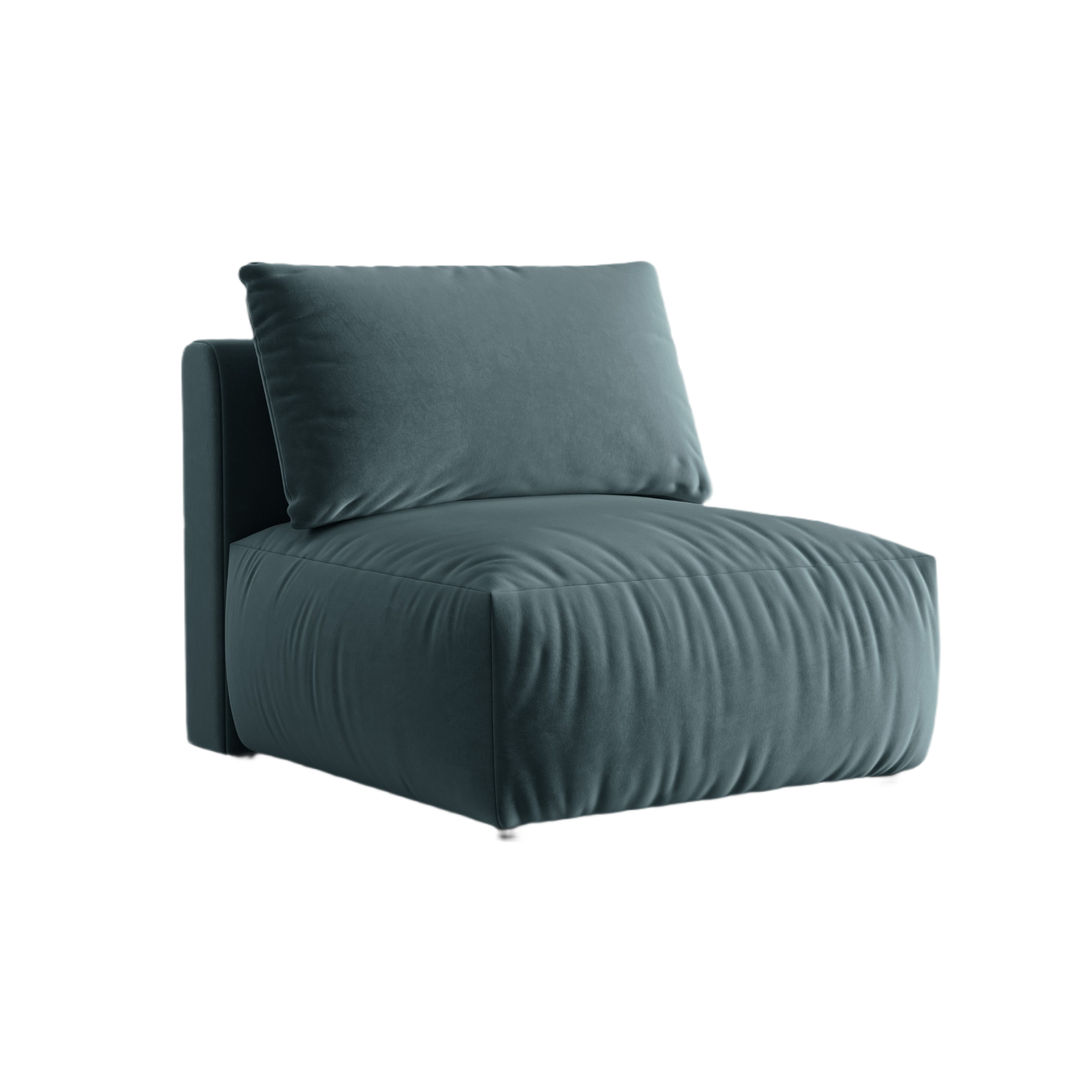 Modulares Samtsofa CHRIS - mittleres Element in Hellblau