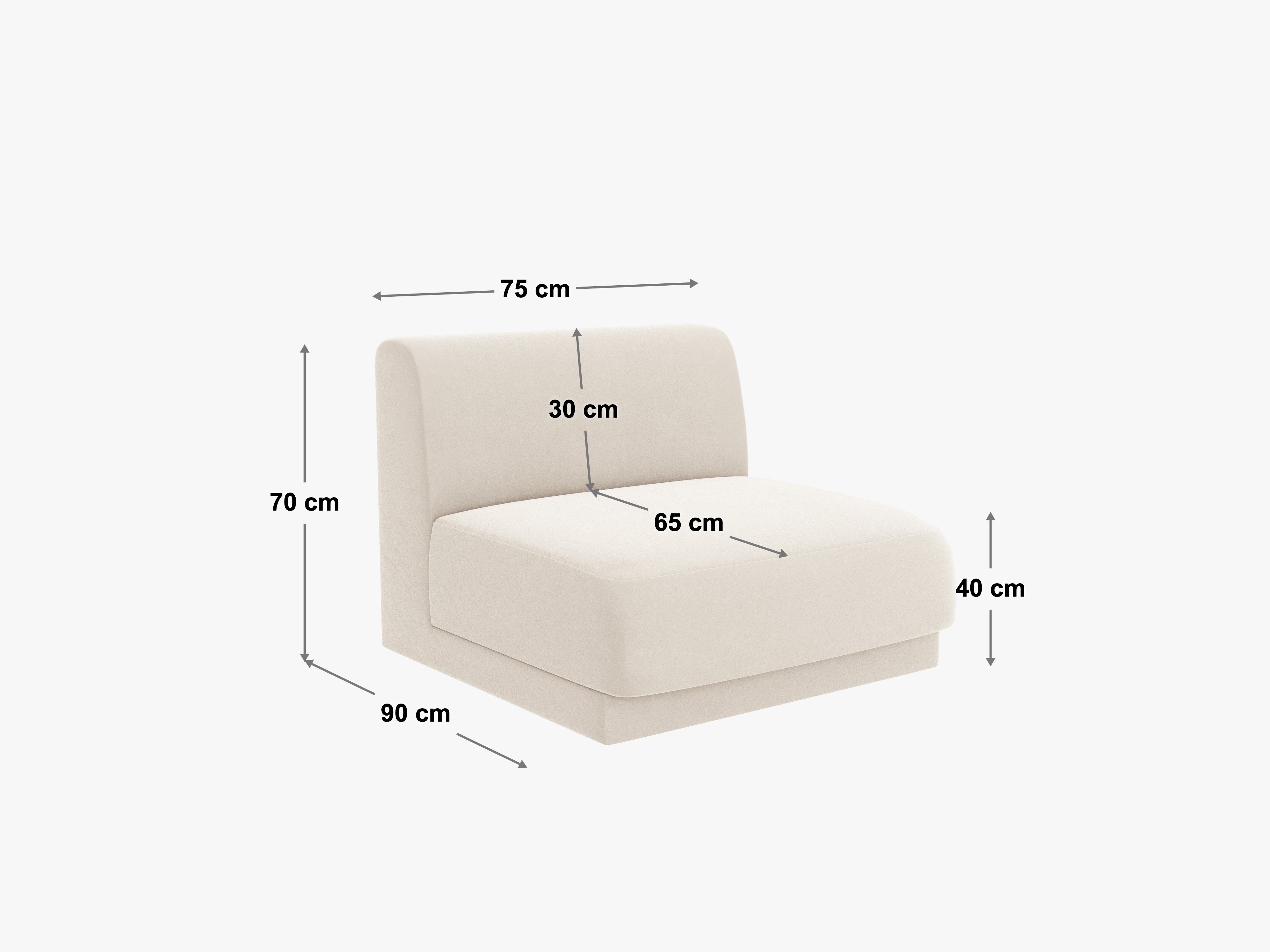 Sessel / Modul MILEY graues Chenille