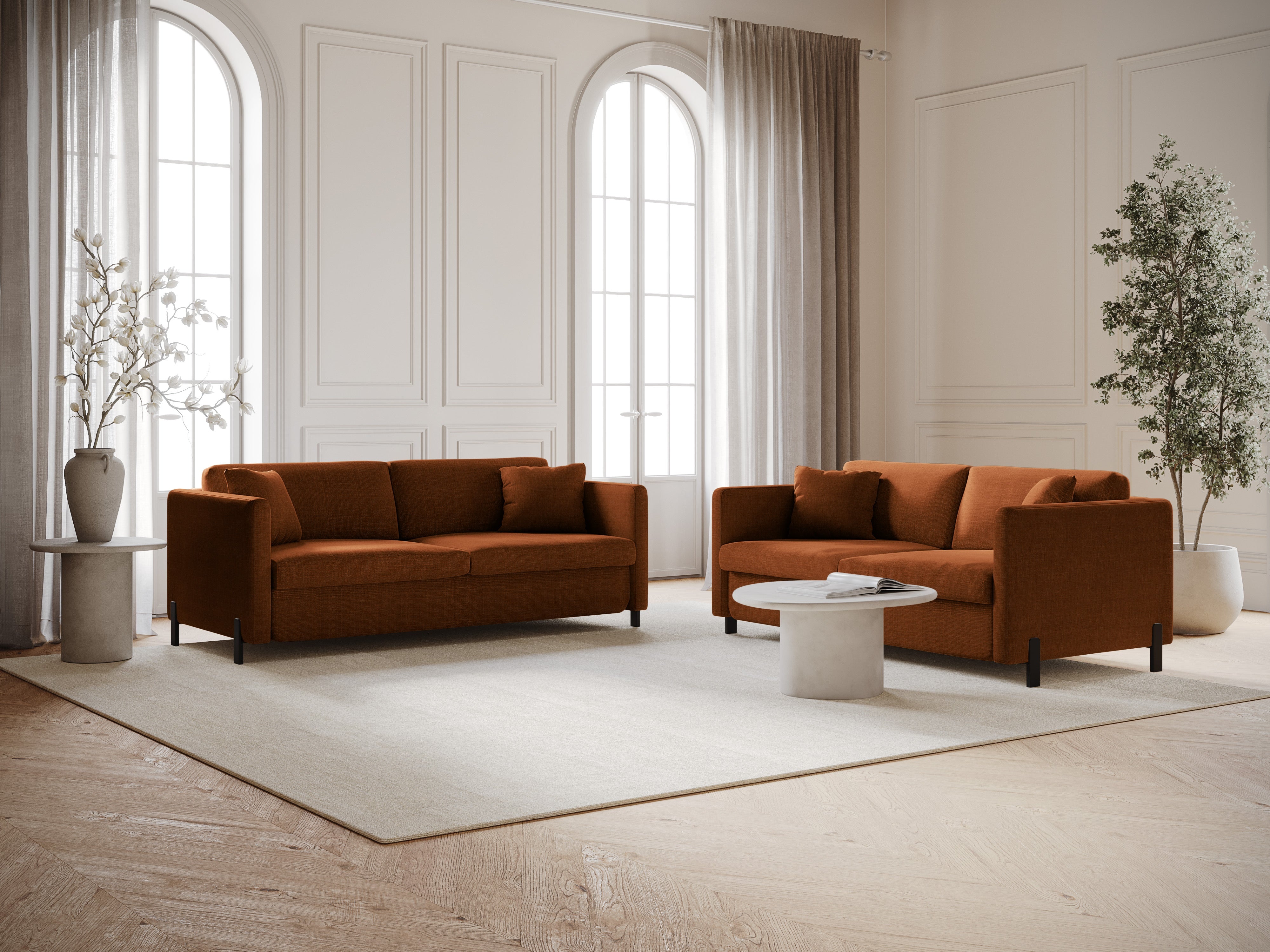 2-seater sofa with sleeping function GLORIA brick chenille