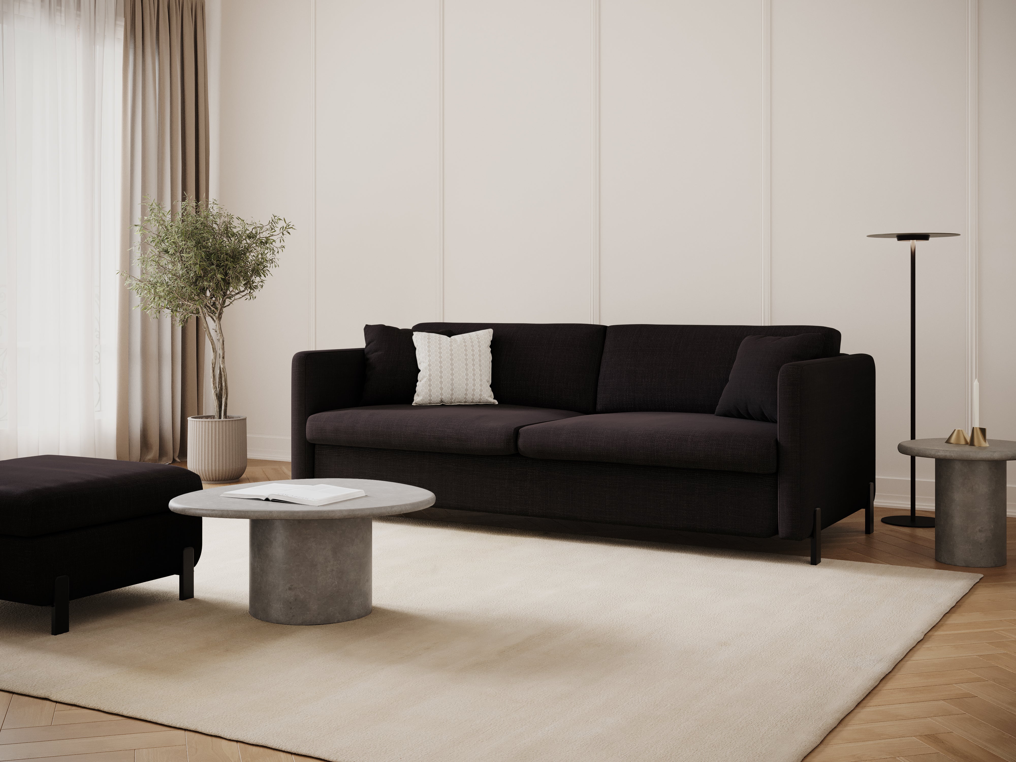 2-seater sofa with sleeping function GLORIA dark gray chenille